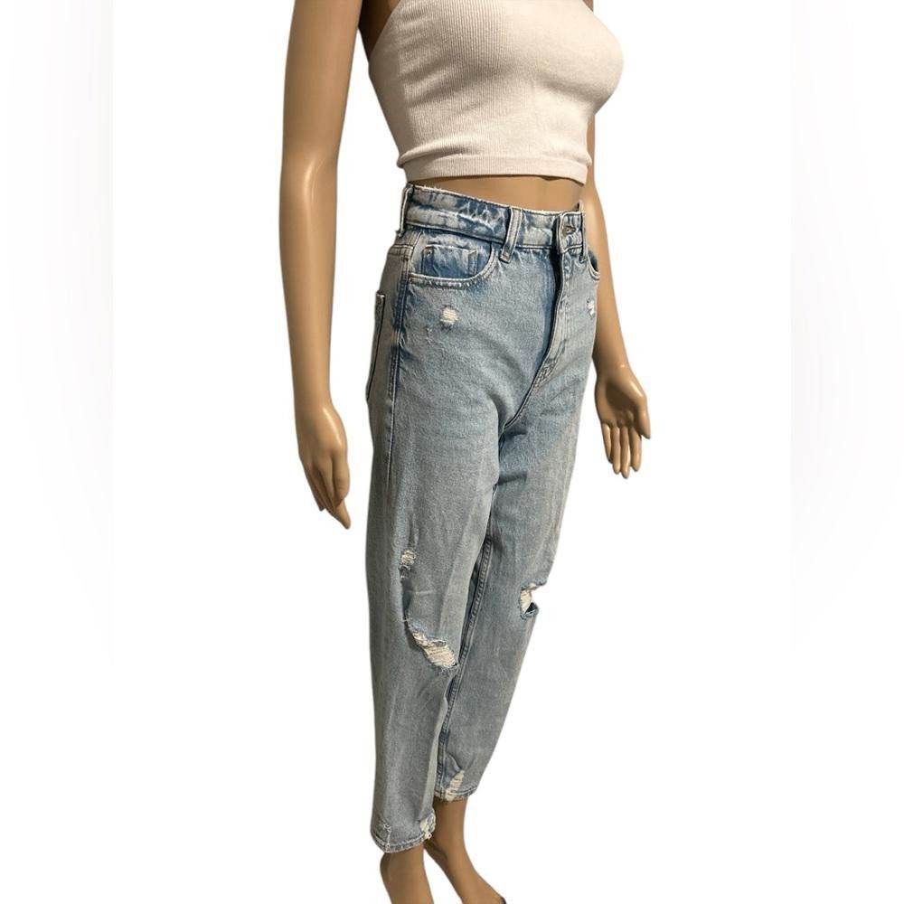 Zara ZARA high rise light washed straight cut tattered denim Size 25" / US 0 / IT 36 - 3 Thumbnail