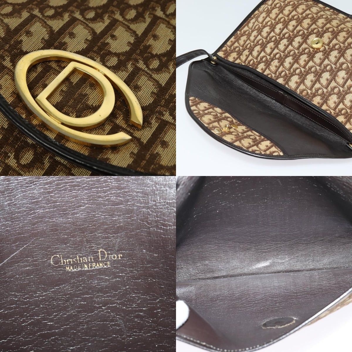 Dior DIOR Trotter Canvas Shoulder Bag Brown Gold Size ONE SIZE - 11 Thumbnail