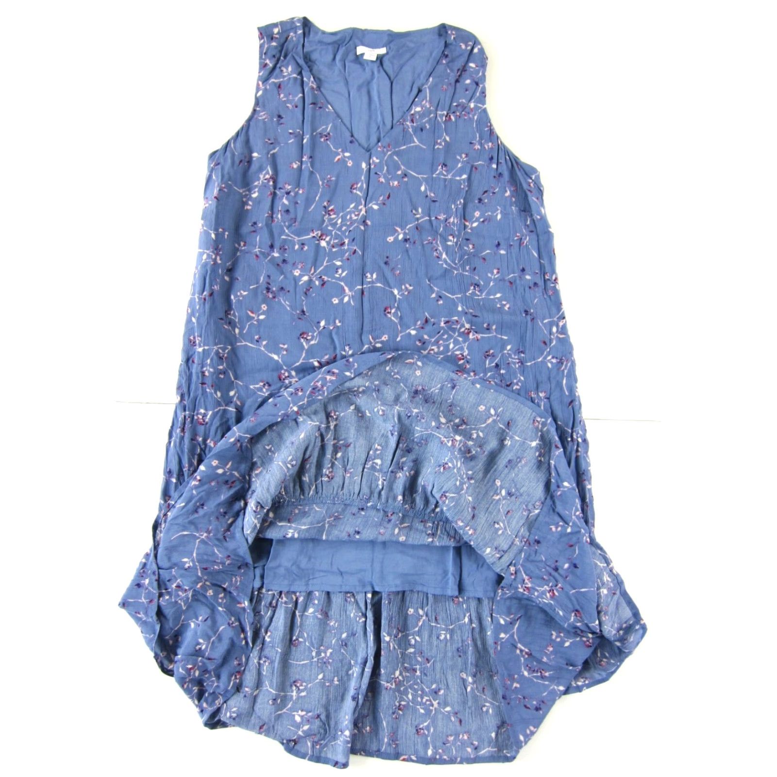 J. Jill J. Jill 100% Rayon Purple Pink Floral V-Neck Sleeveless Midi Tank Dress Small P Size S / US 4 / IT 40 - 5 Thumbnail