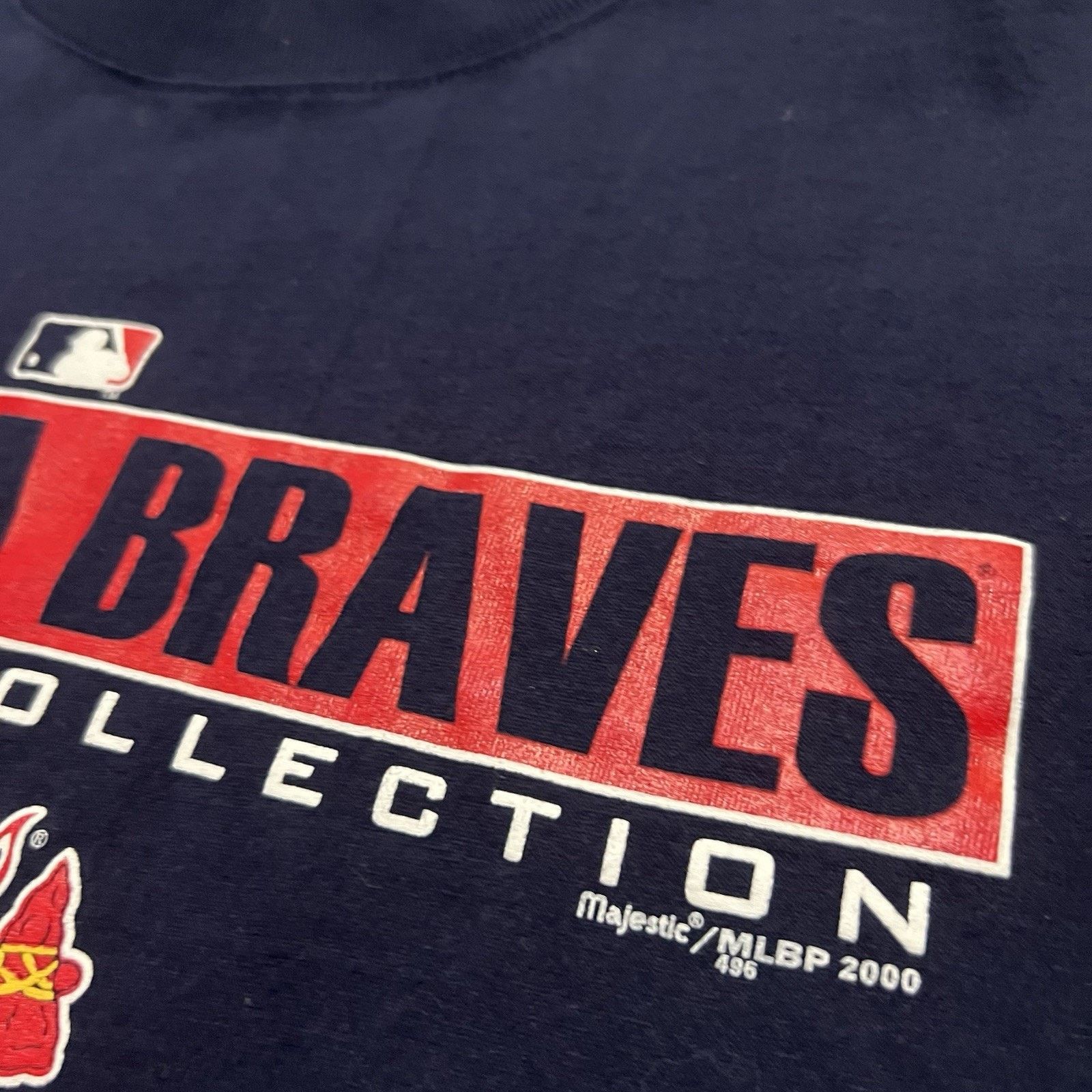 Majestic VTG Atlanta Braves T Shirt Navy Blue MLB Baseball Sz Large Size US L / EU 52-54 / 3 - 4 Thumbnail
