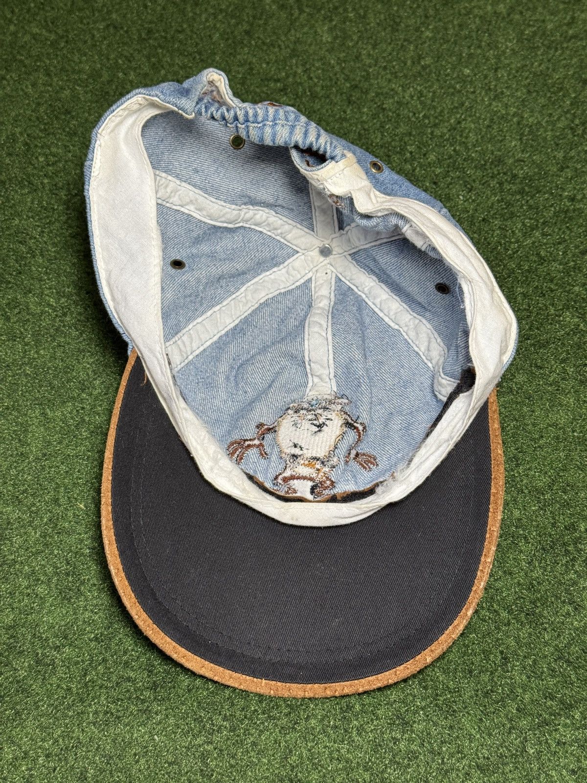 Vintage × Warner Bros Vintage 90s Taz Looney Tunes Cowboy Western Denim Cap Hat Size ONE SIZE - 5 Thumbnail