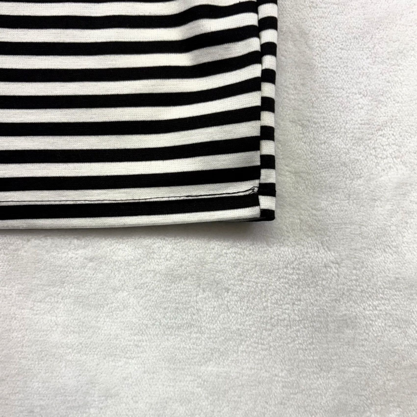 Vintage Living Doll Dress Black White Striped Peplum Bodycon Sleeveless Mini L Womens Dress Short Sleeve Not Applicable/All Seasons? Size L / US 10 / IT 46 - 7 Thumbnail