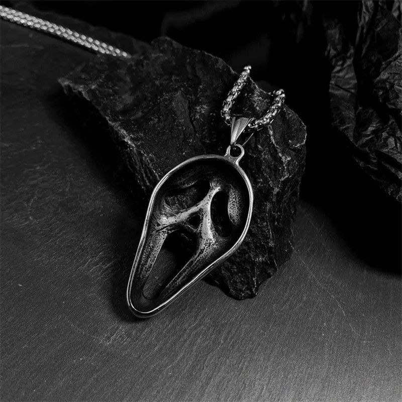 Jewelry Screaming Skull Mask Pendant Necklace Size ONE SIZE - 5 Thumbnail