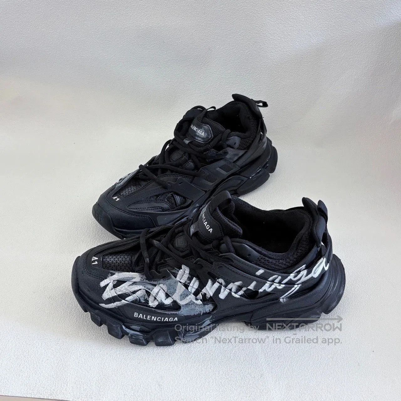Balenciaga balenciaga track signature black and white sneakers. Size US 9 / EU 42 - 1 Thumbnail