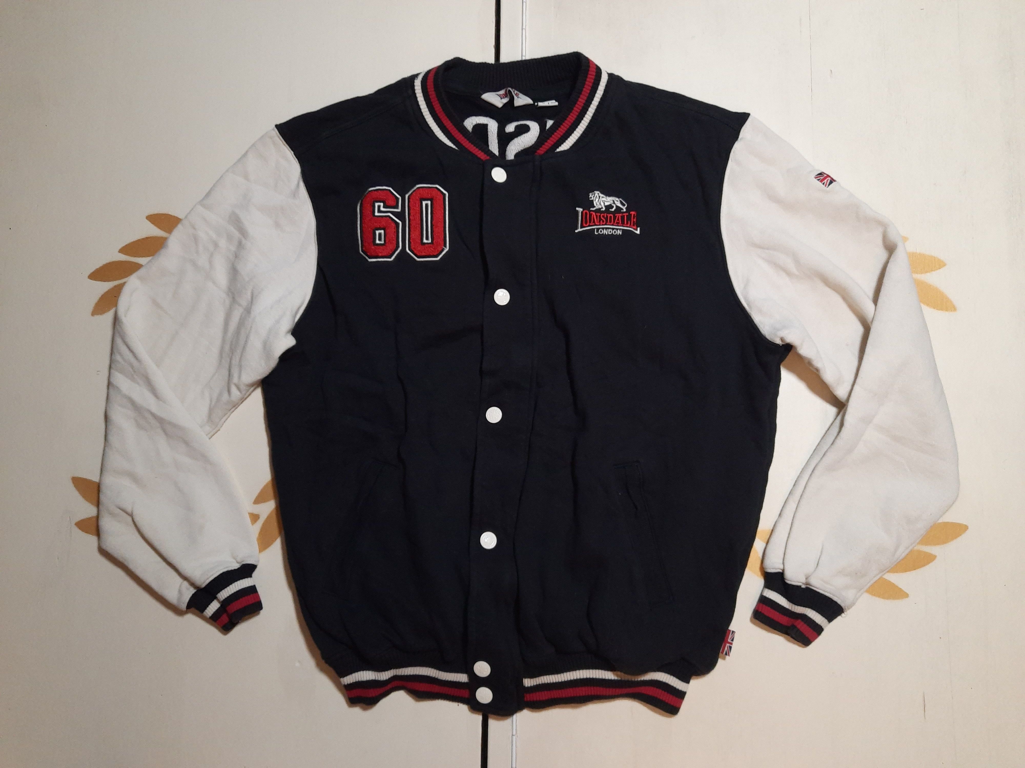 image of Lonsdale Varsity Jacket Vintage in Black White, Men's (Size Large)