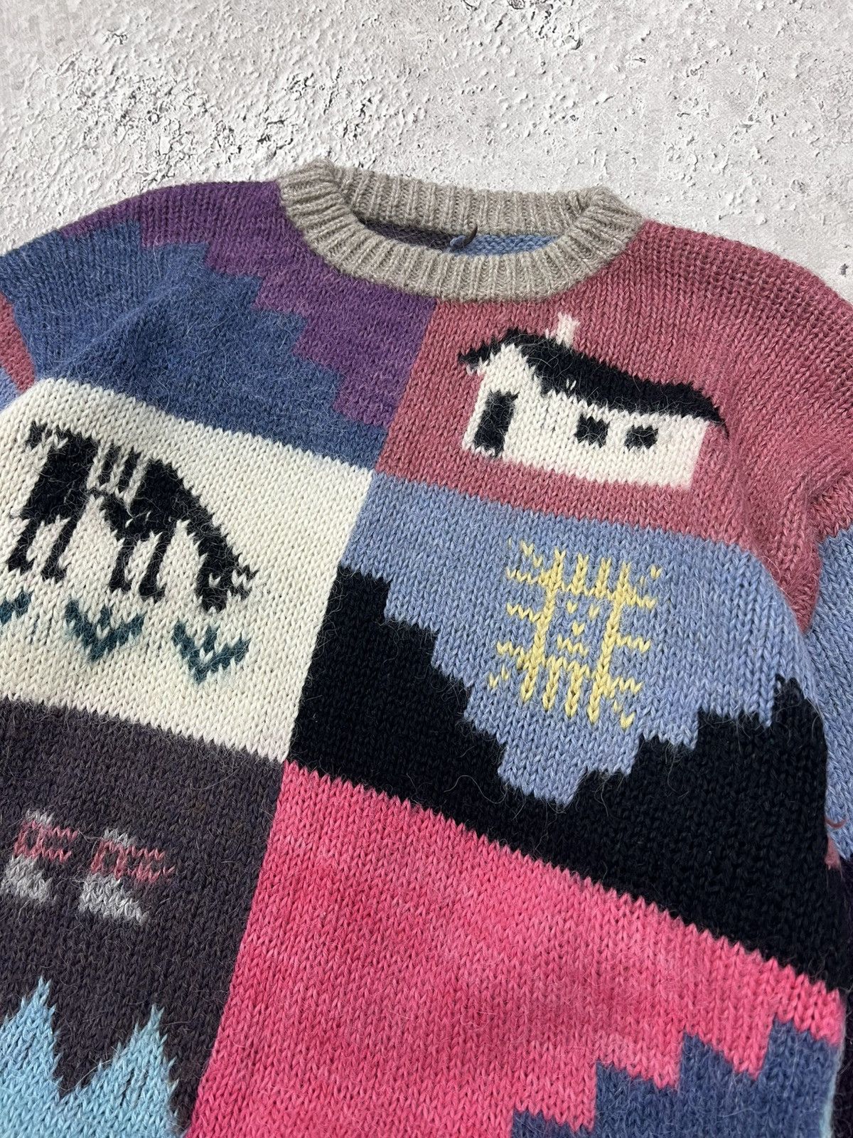 Vintage Japanese Modern Art AOP Knit Sweater VTG 80s Vaporwave Size US L / EU 52-54 / 3 - 5 Thumbnail