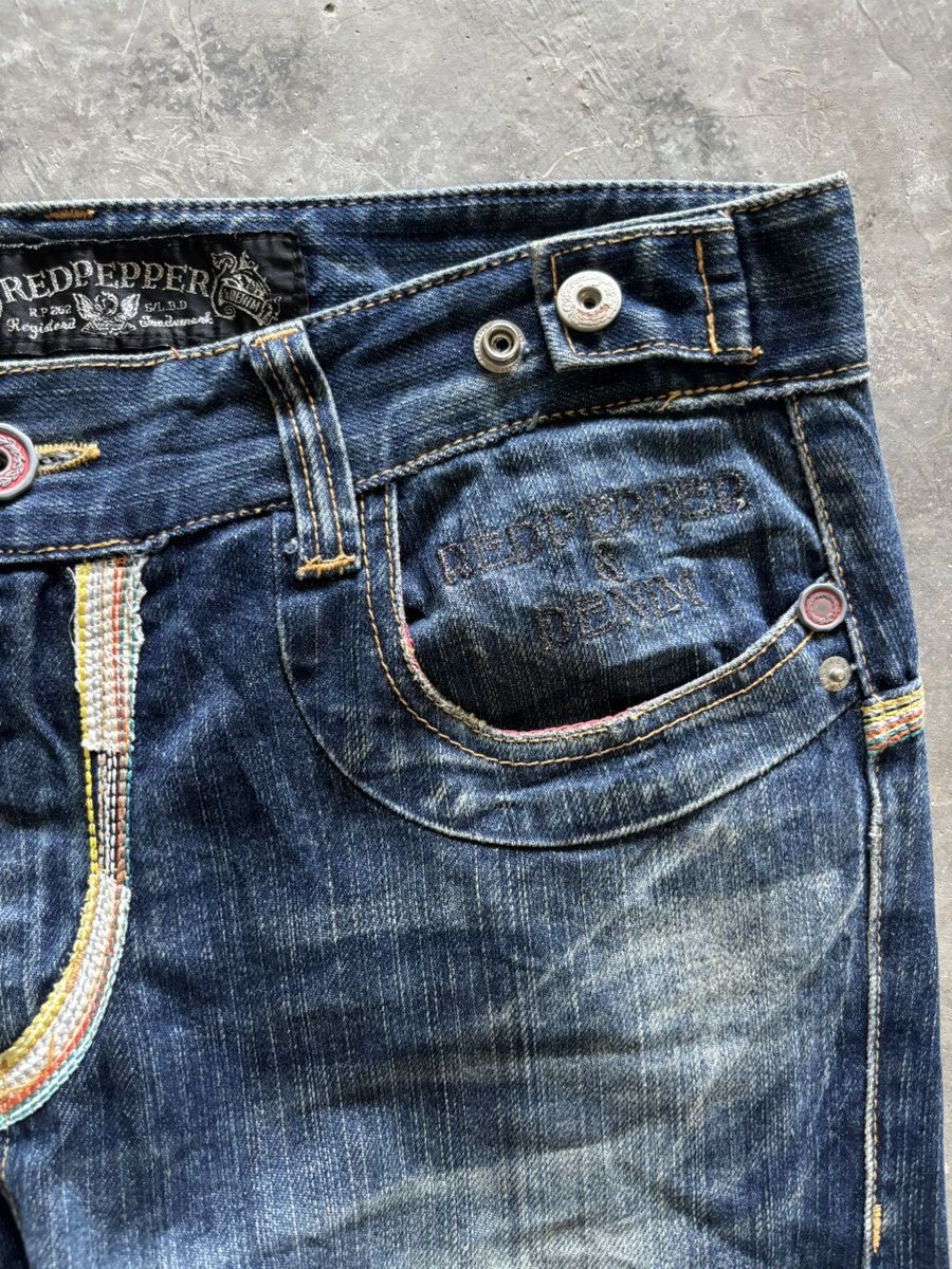 If Six Was Nine SICK FLARE RED PEPPER JEANS DISTRESSED JAPANESE PUNK GOTH Size US 31 - 13 Thumbnail
