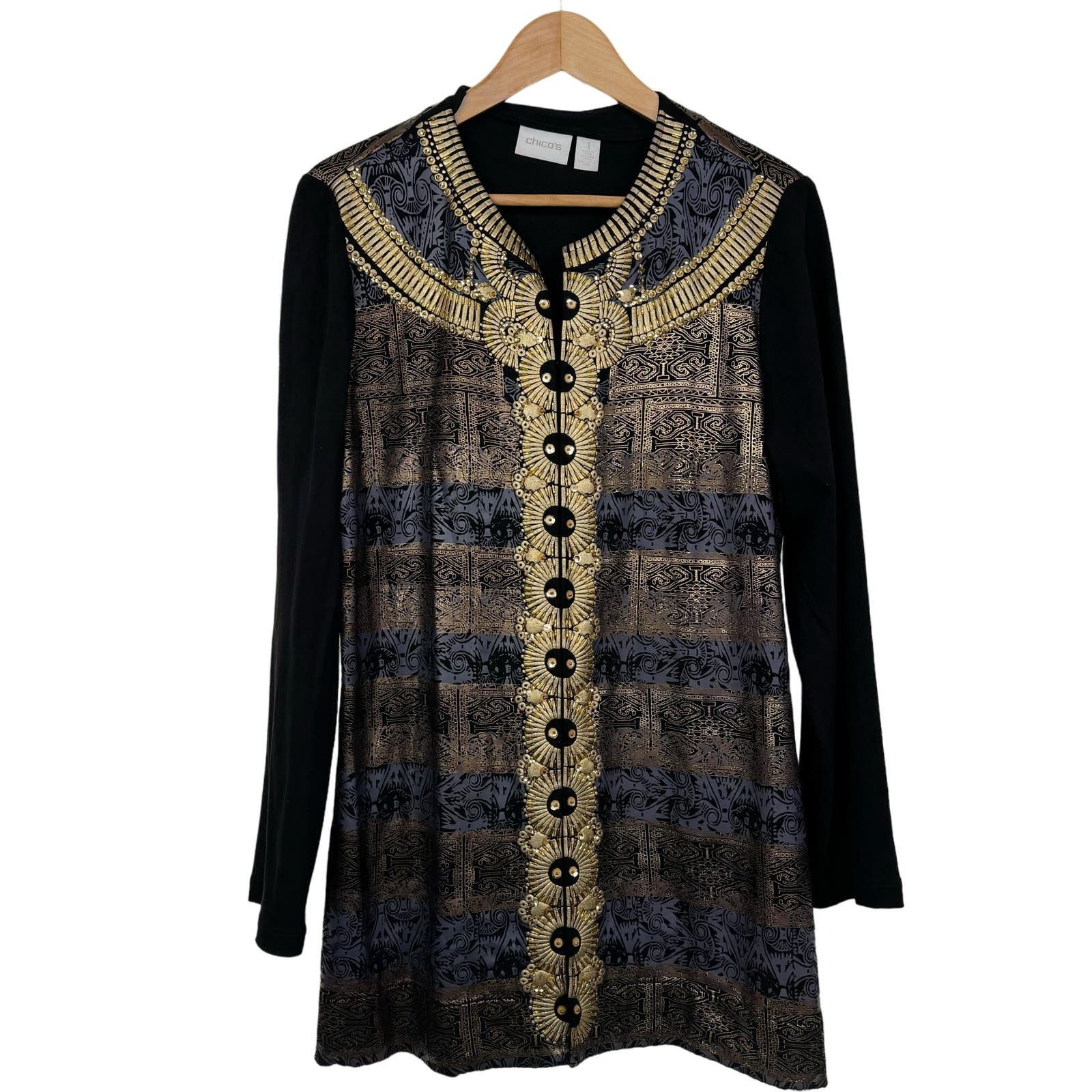 image of Chicos Ornamental Embellishment Jacket in Black, Women's (Size Medium)