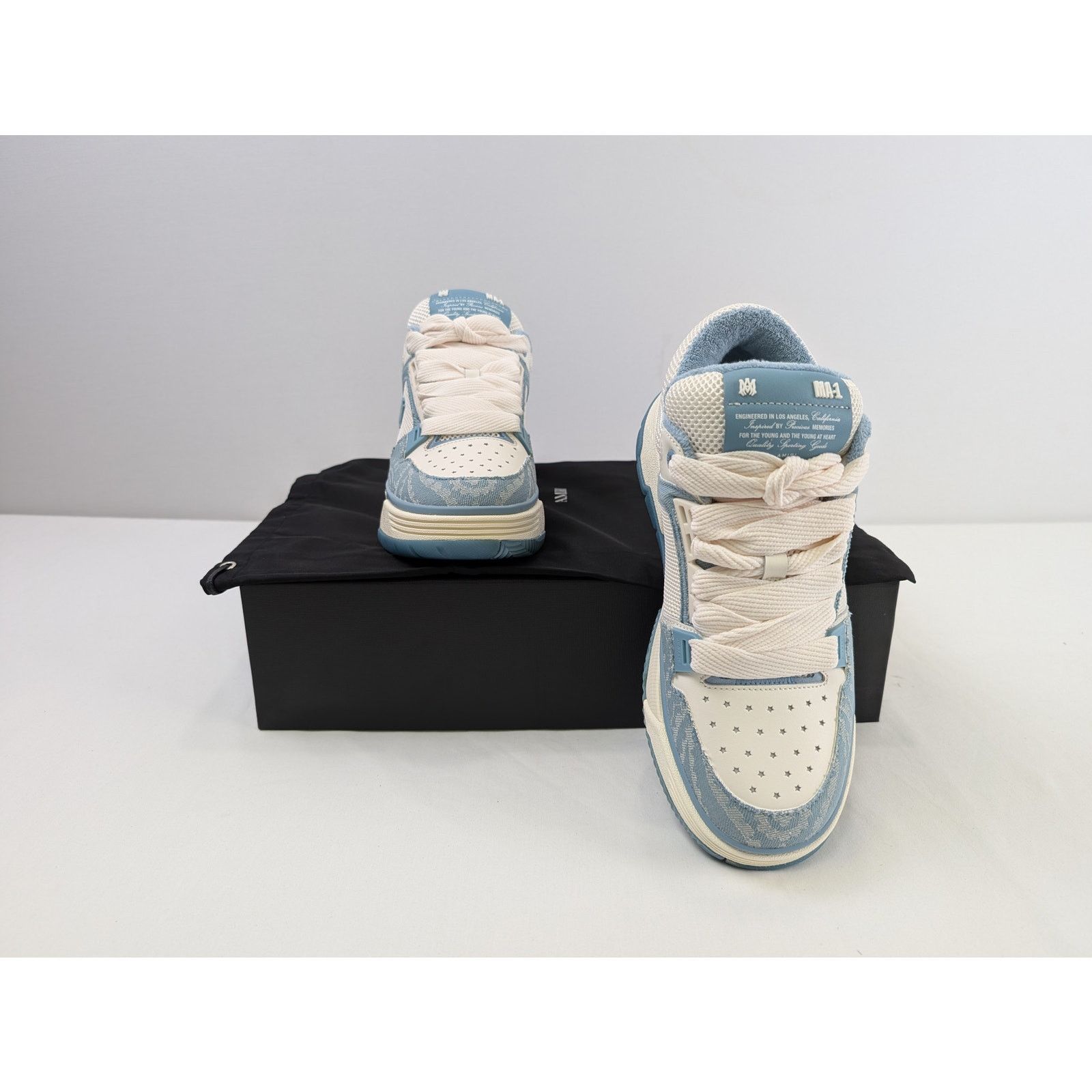 Amiri o1rshd1 Bandana Denim MA-1 Sneakers in Dusty Blue Size US 11 / EU 44 - 15 Thumbnail