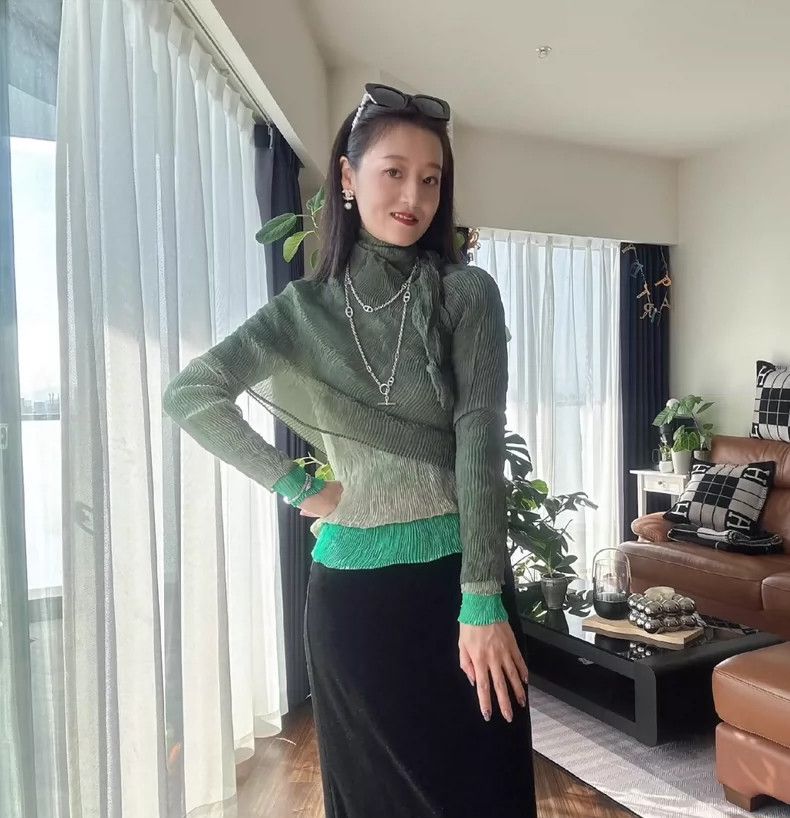 Issey Miyake Issey Miyake size:2 Mossy green willow striped pleated lon Size S / US 4 / IT 40 - 6 Thumbnail