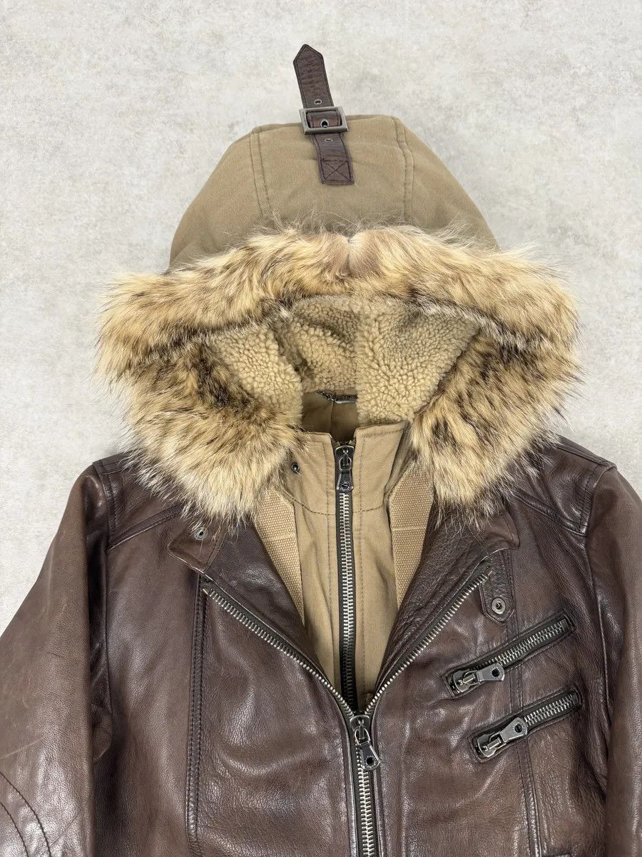 Dolce & Gabbana AW2005 Dolce & Gabbana Brown Fur Hooded Buffalo Leather Jacket Size US M / EU 48-50 / 2 - 10 Thumbnail