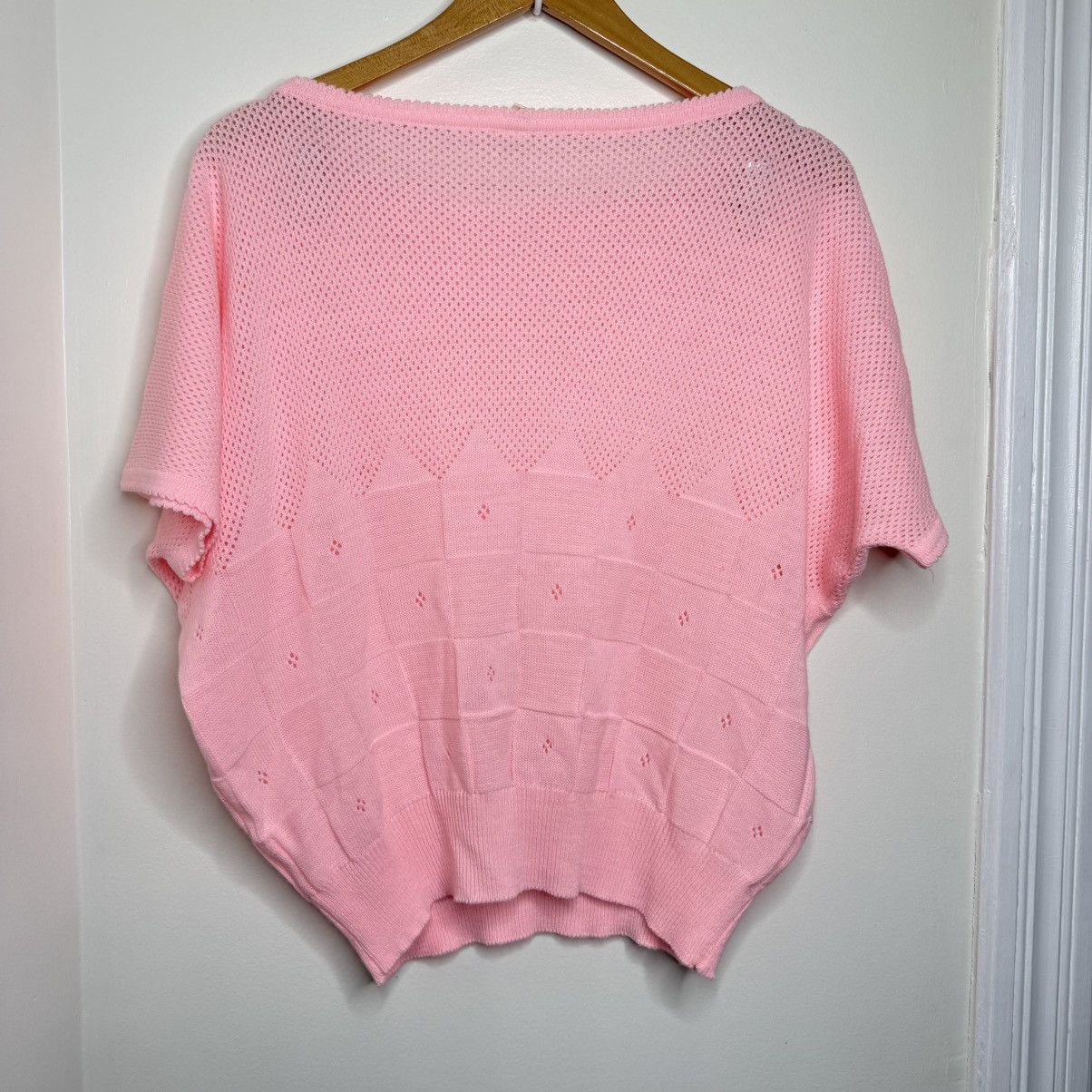 Vintage Vintage 80s Pink Lightweight Knit Sweater Sz XL Pointelle Size XL / US 12-14 / IT 48-50 - 6 Thumbnail
