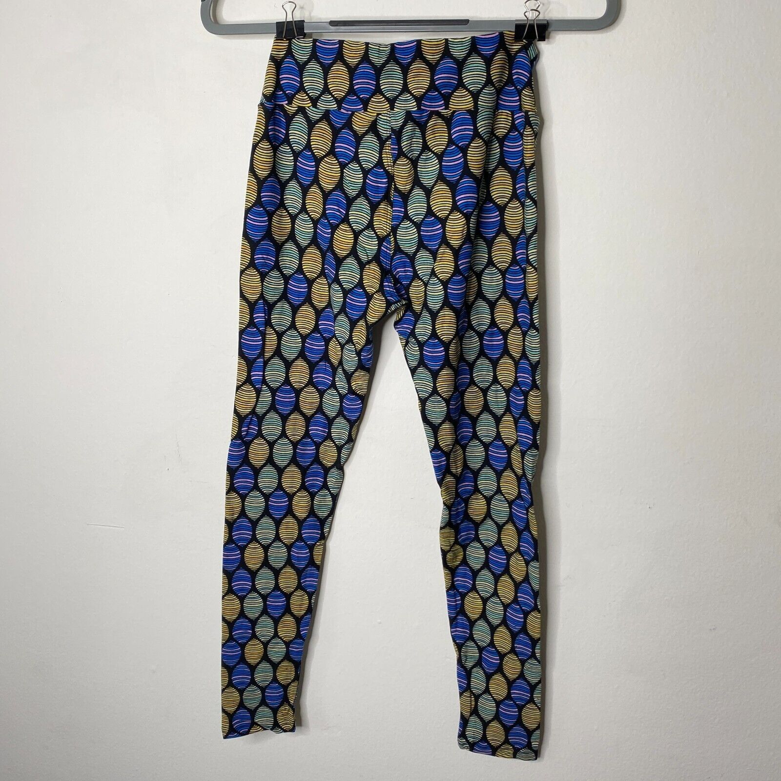 Other NWT LuLaRoe Blue Multicolor Egg Design Leggings Pants OS Size 32" / US 10 / IT 46 - 3 Thumbnail