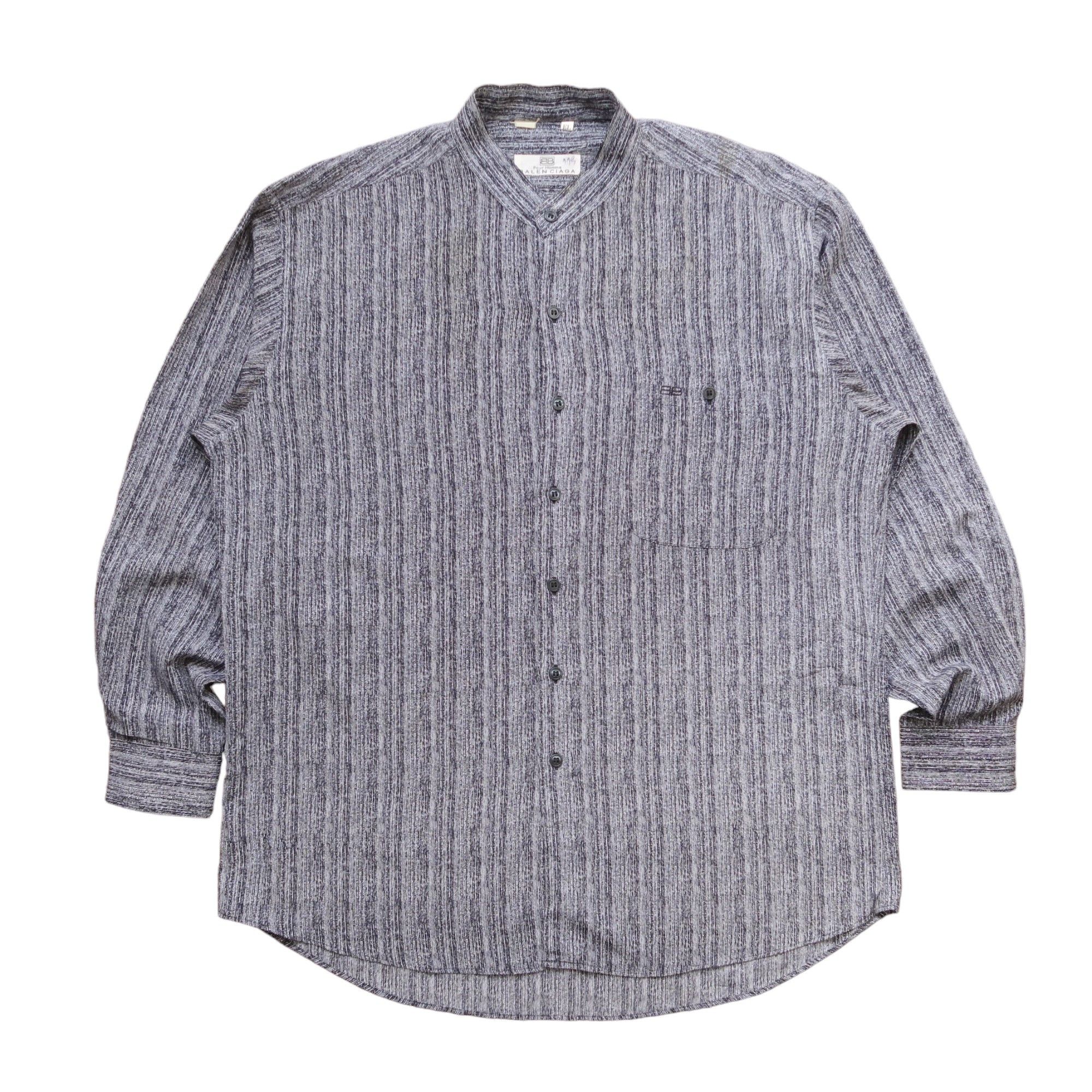 image of 90's Vintage Balenciaga Silk Shirt Pattern Very Luxury in Grey, Men's (Size Large)