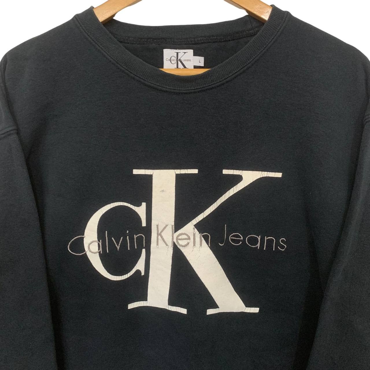 Calvin Klein × Vintage Vintage Calvin klein Large sweatshirt black big logo rare Size US L / EU 52-54 / 3 - 3 Thumbnail