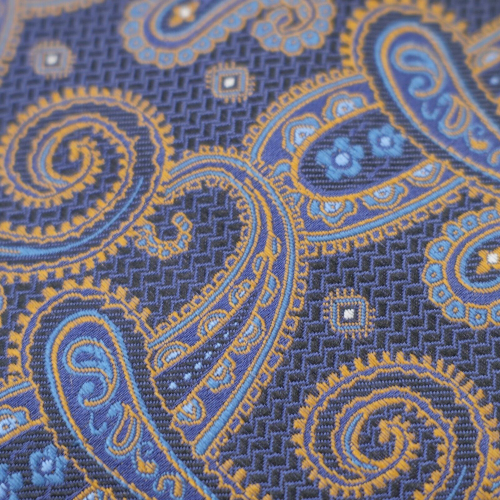 Jos. A. Bank Jos A Bank Signature Blue Brown Paisley Woven Silk Tie Size ONE SIZE - 2 Thumbnail