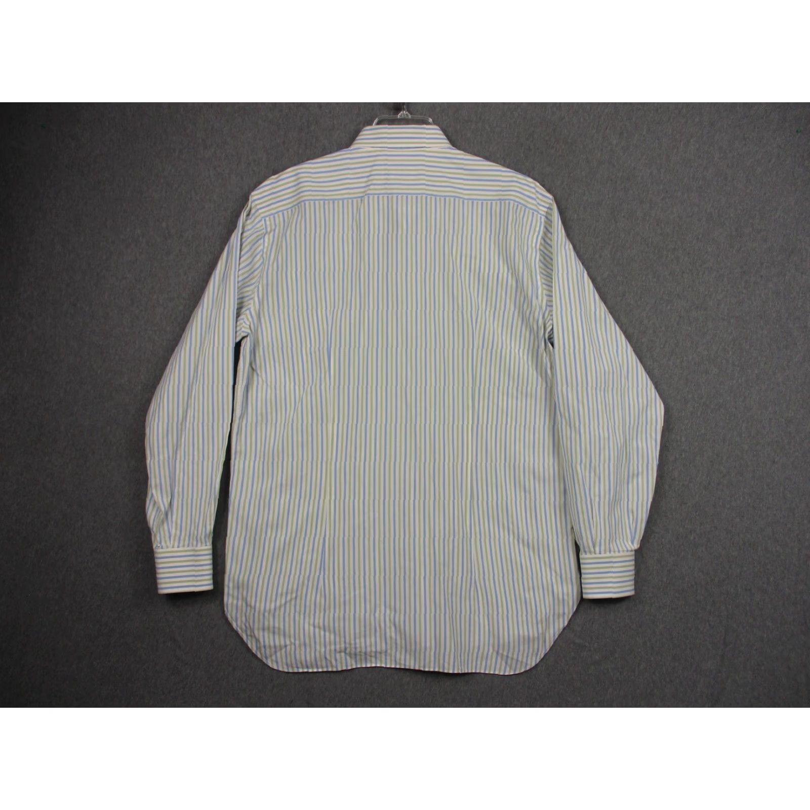 Brioni Brioni Shirt Mens 17 Multicolor Green Blue Stripe Button-Down Dress Long Sleeve Italy Size 46R - 5 Thumbnail