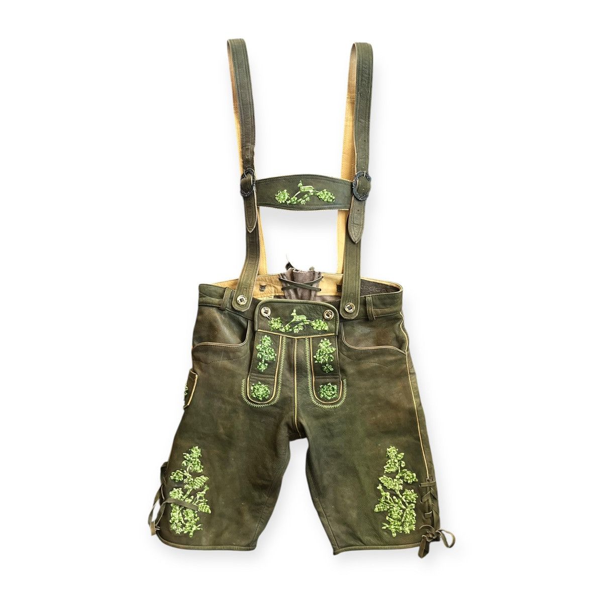 Vintage Vintage German Lederhosen Embroidered Leather Shorts Size US 32 / EU 48 - 1 Thumbnail