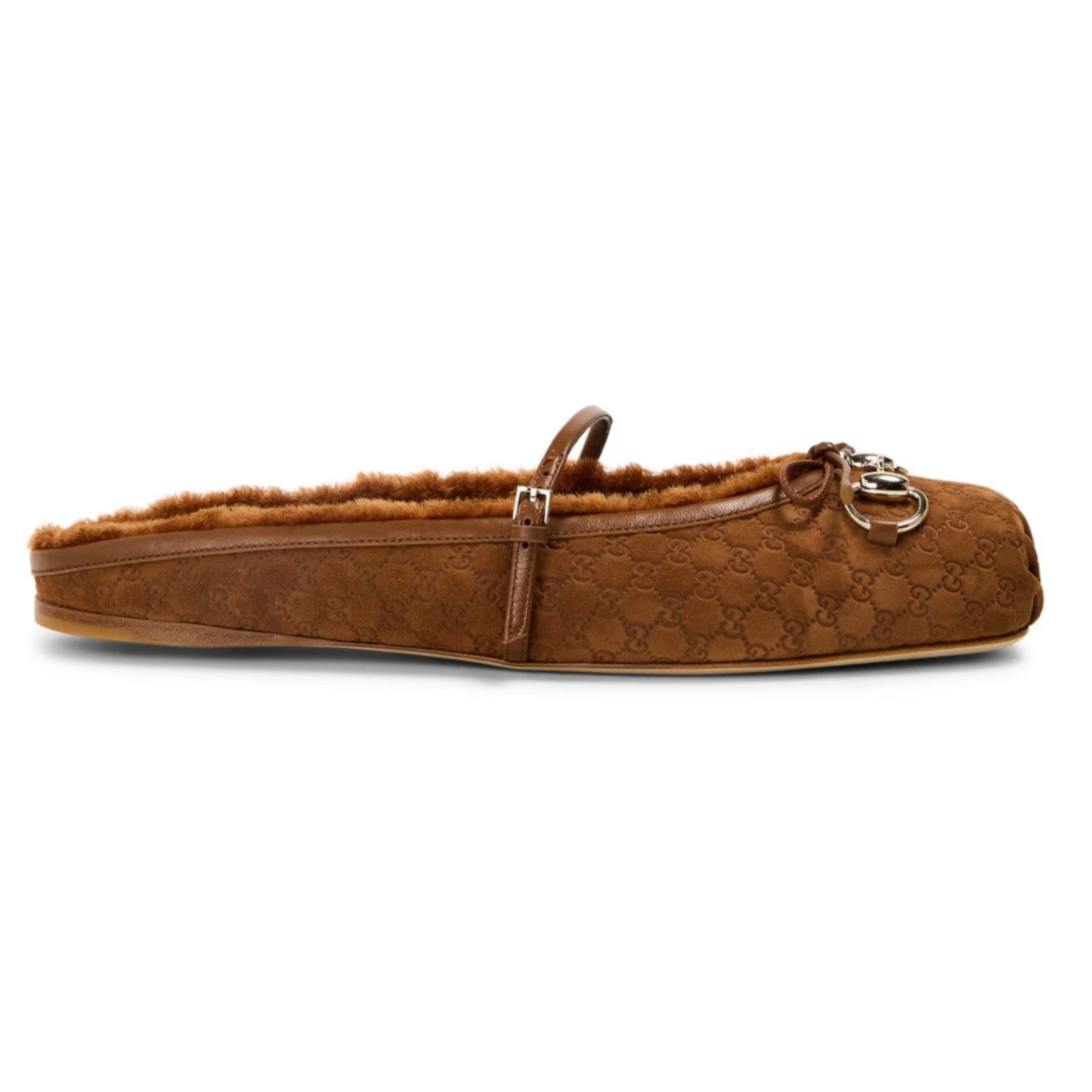 Gucci Brown Suede Gg Logo Fur Horsebit Backless Mules 36, Women's
