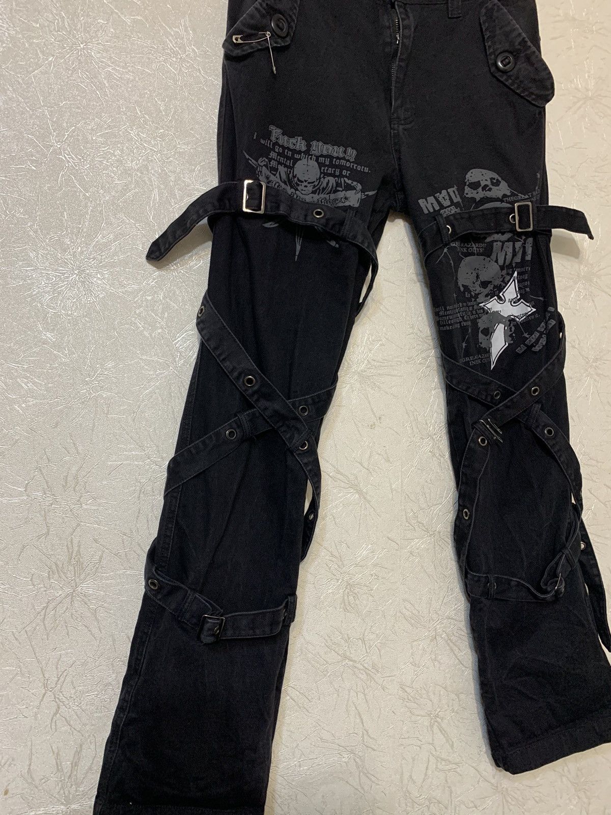 Japanese Brand Queen of Darkness Harness Bondage Punk Goth Black Pants Size US 30 / EU 46 - 3 Thumbnail
