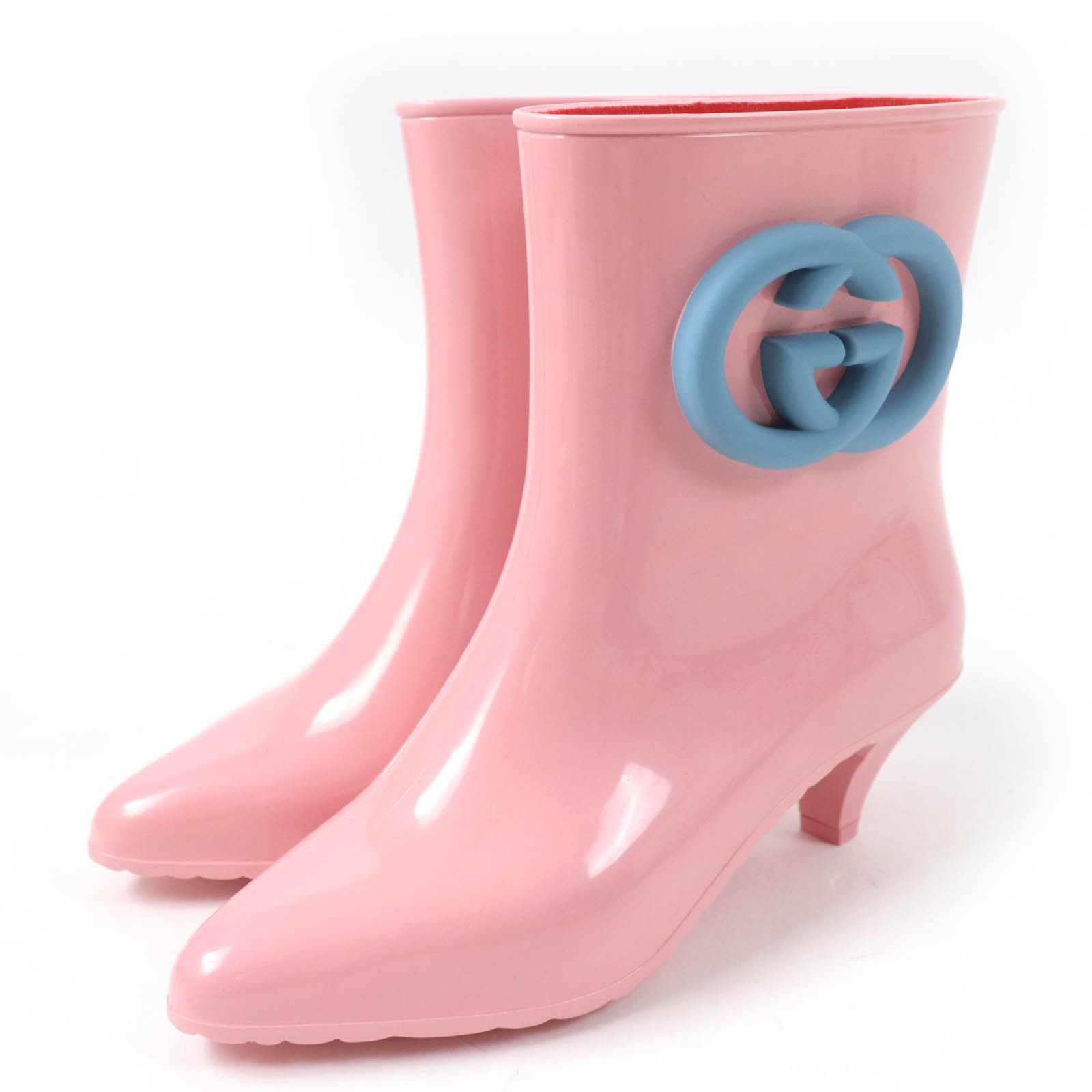 Gucci Gucci Interlocking G Rain Shoes Rubber Rain Boots Plastic Shoes 724458 in Pink, Women's