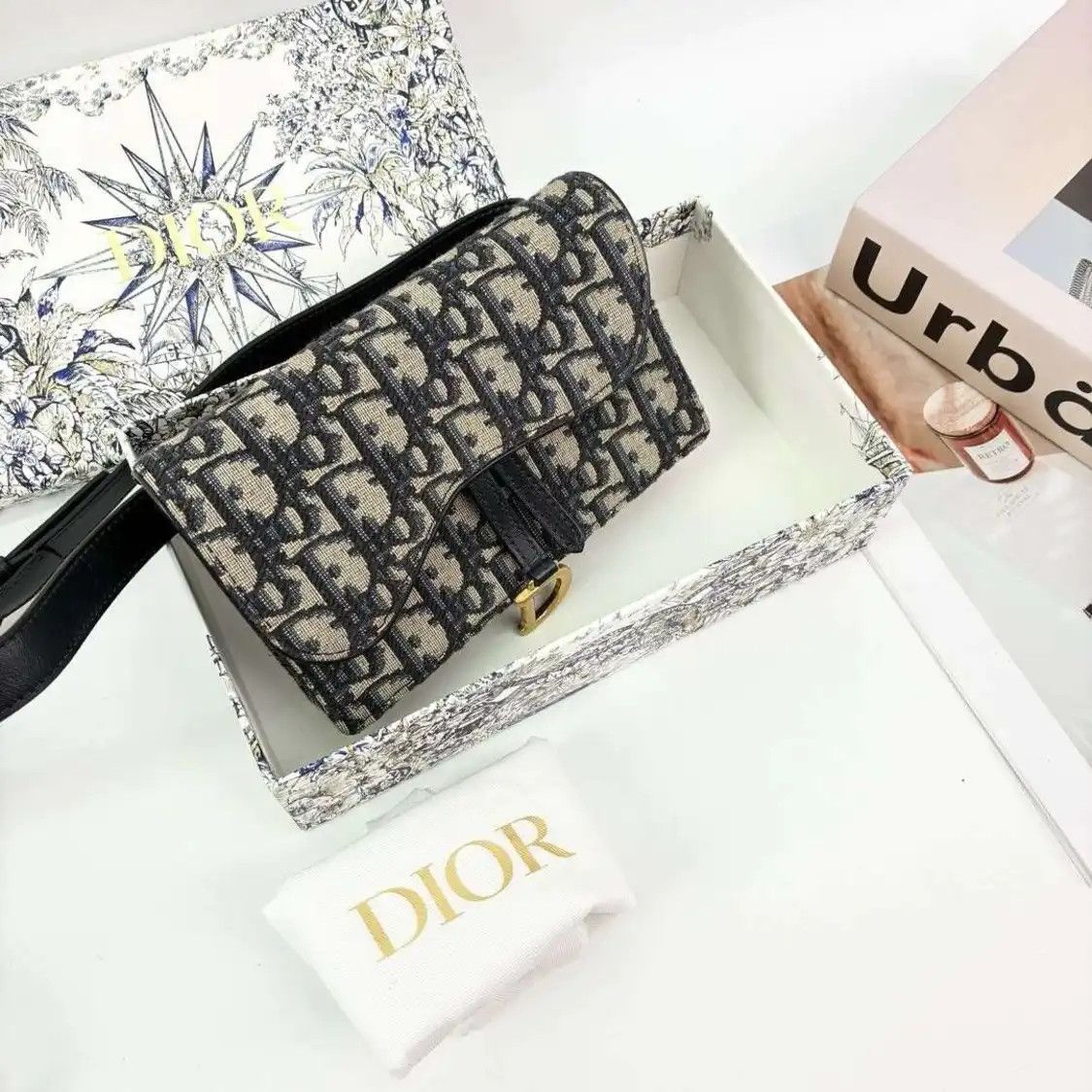 Dior DIOR Saddle green canvas monogram jacquard saddle bag shoulder bag detachable st Size ONE SIZE - 1 Thumbnail