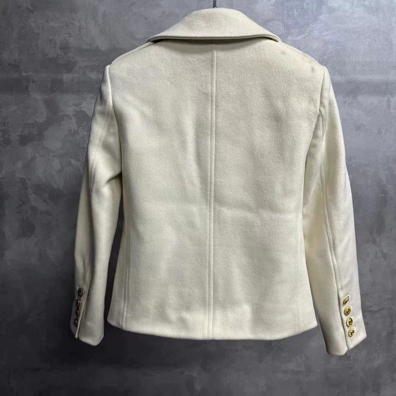 Celine Celine White Wool DoubleBreasted Short Coat Size US S / EU 44-46 / 1 - 6 Thumbnail