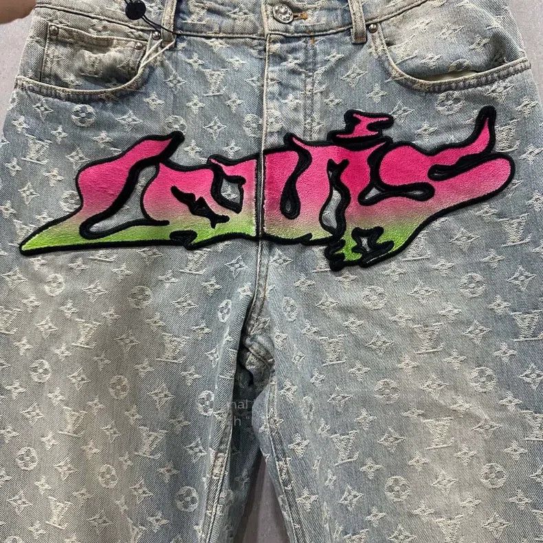 Louis Vuitton Louis Vuitton FeiDong flocked embroidered full logo denim Size US 30 / EU 46 - 4 Thumbnail