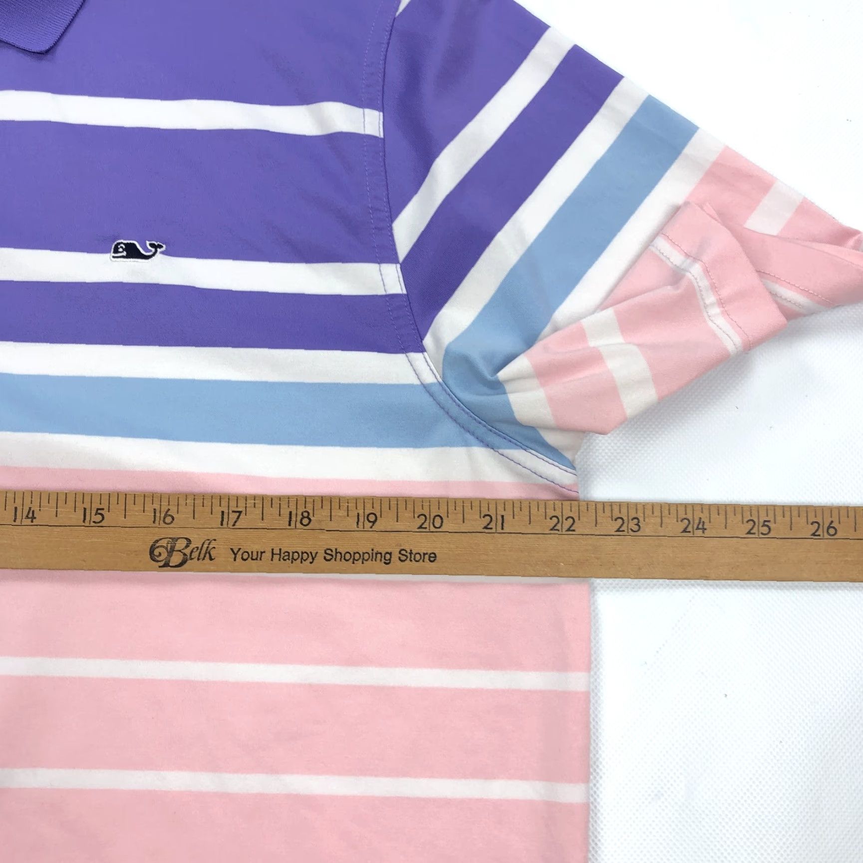 Vineyard Vines Vineyard Vines Performance Polo Shirt Men's L Striped Purple Pink Blue White Embroidered Whale Button Short Sleeve Golf Casual Activewear Size US L / EU 52-54 / 3 - 5 Thumbnail