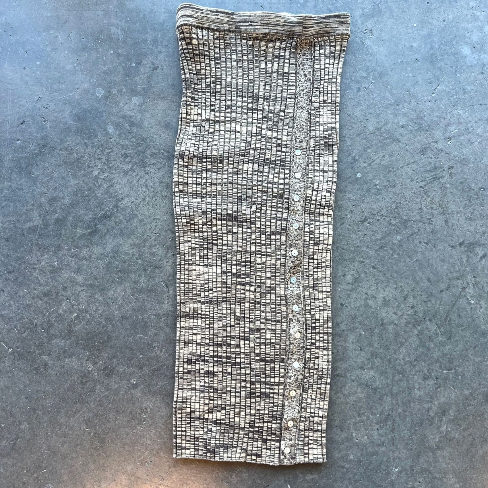 Vintage VINTAGE House of Harlow 1960 Maxi Ribbed Knit Button Skirt S Women Beige/Brown Size 28" / US 6 / IT 42 - 2 Thumbnail