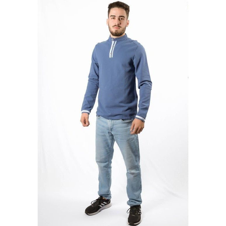 Other Mens Blue Long Sleeve Pullover With Button Neck XL (Fits lik Size US XL / EU 56 / 4 - 2 Thumbnail