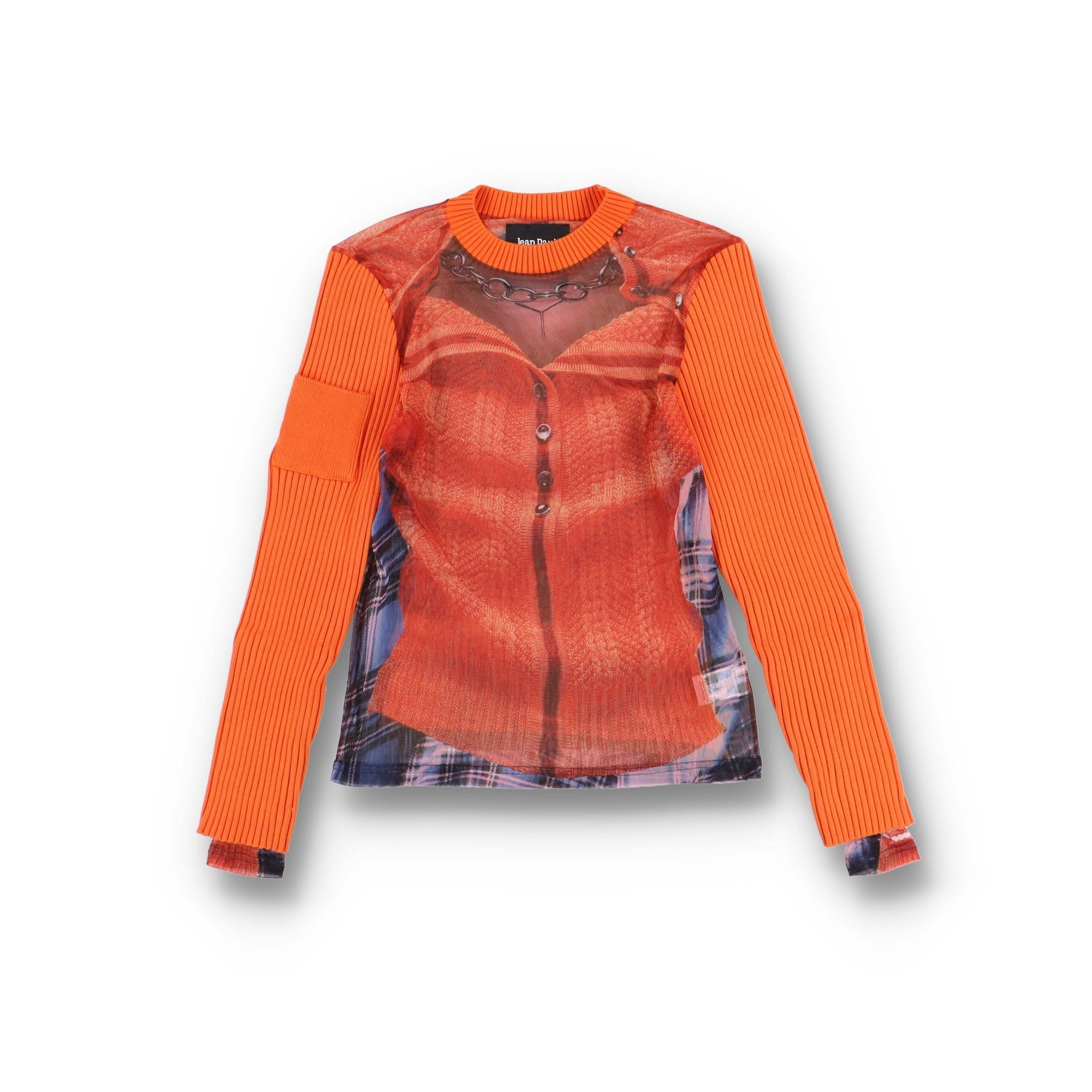 Jean Paul Gaultier × Y/Project Orange Trompe L'oeil Cardigan Print Sweater Size S / US 4 / IT 40 - 1 Thumbnail