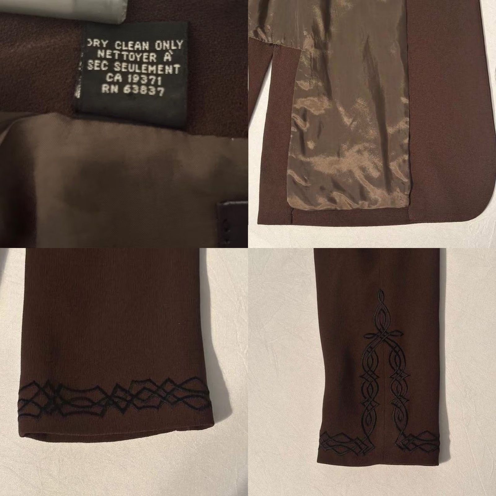 Anne Klein VINTAGE Anne Klein II Mandarin Collar Brown Embroidered Blazer Jacket Size 8P Petite Women Workwear Size M / US 6-8 / IT 42-44 - 8 Thumbnail
