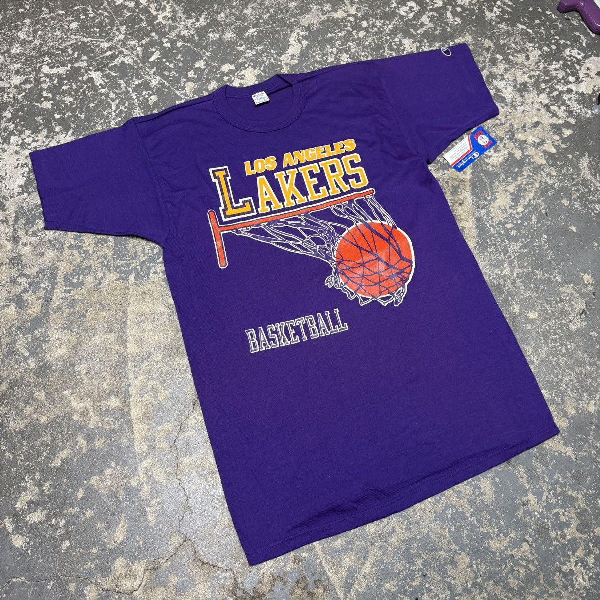 NBA Vintage Los Angeles Lakers Purple Champion NBA Purple Tshirt Size US L / EU 52-54 / 3 - 3 Thumbnail