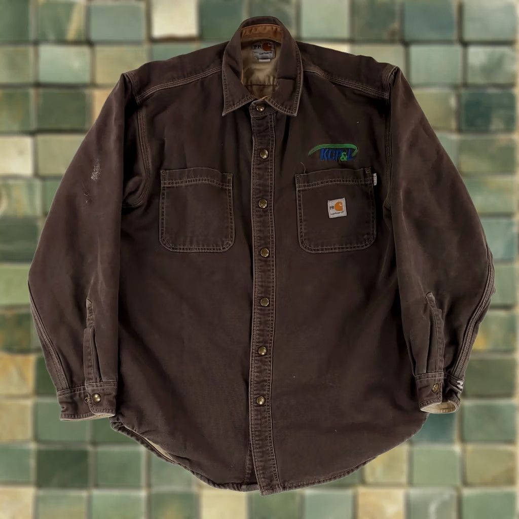 Carhartt VINTAGE Carhartt Shirt Jacket KCPL FR Brown Long Sleeve Mens M KCPL Snap Jacket Shirt Mens Brown FR Shirt Jacket Size US M / EU 48-50 / 2 - 1 Thumbnail