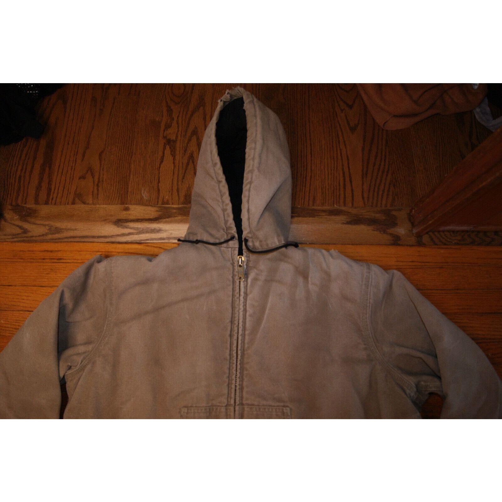 Carhartt VTG Carhartt Hooded Fleece Lined Canvas Coat XL Distress USA Size US XL / EU 56 / 4 - 2 Thumbnail