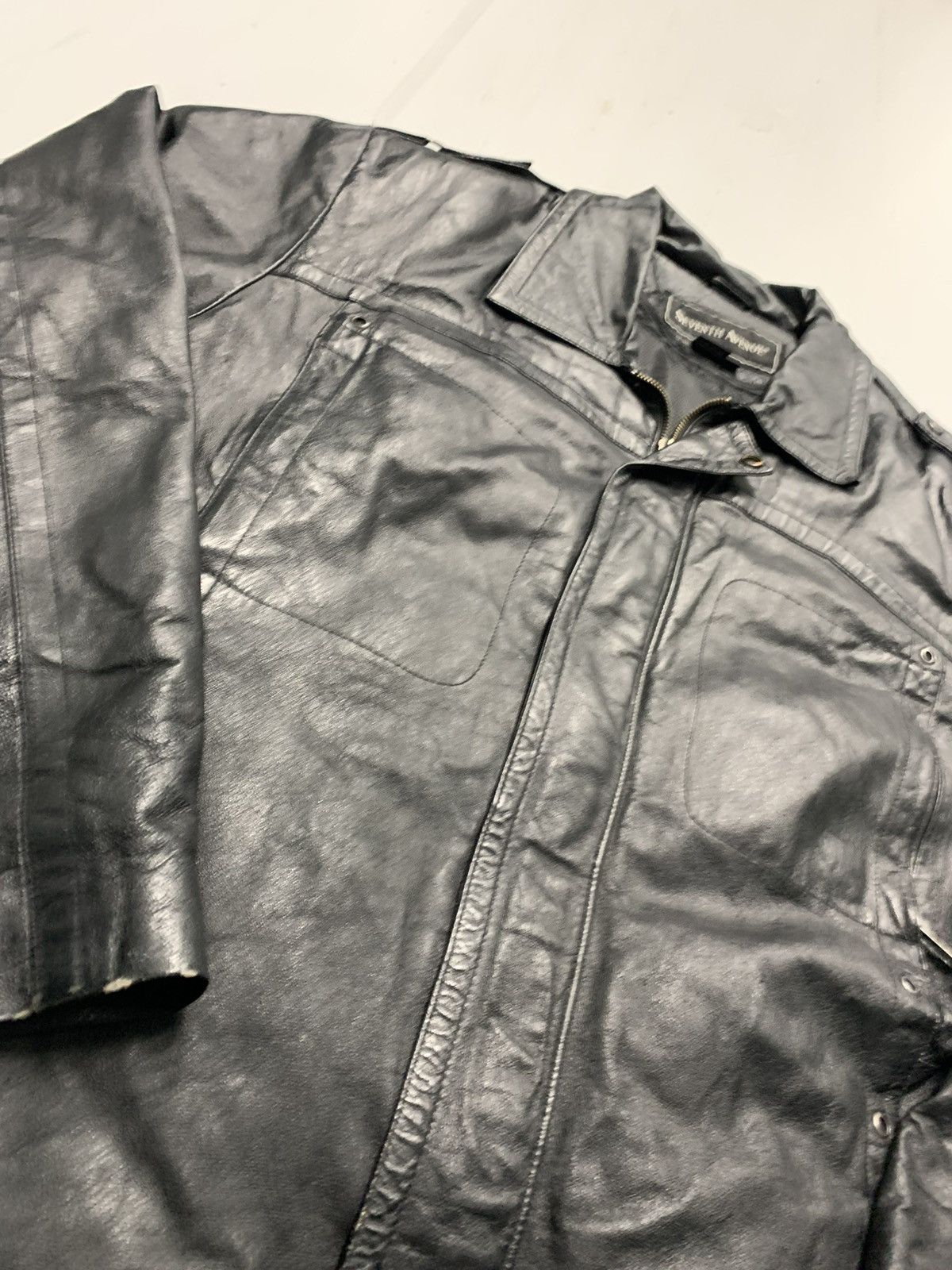 Vintage Vintage Seventh Avenue Black Leather Jacket Size US XL / EU 56 / 4 - 2 Thumbnail