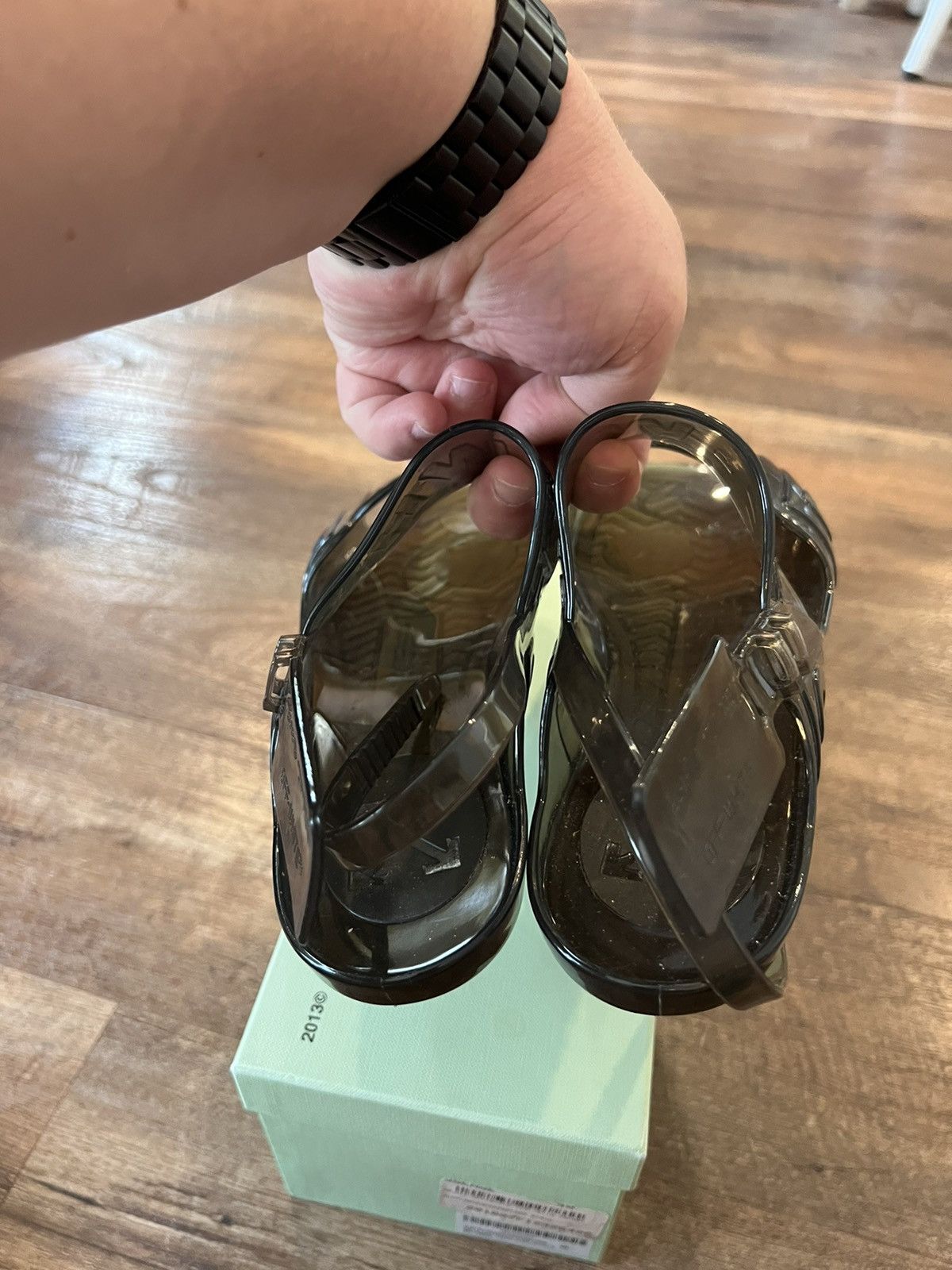 Off-White Off-White Jelly Sandals Zip Tie Slingback Black Sz 40 US 9 Size US 9 / IT 39 - 5 Thumbnail