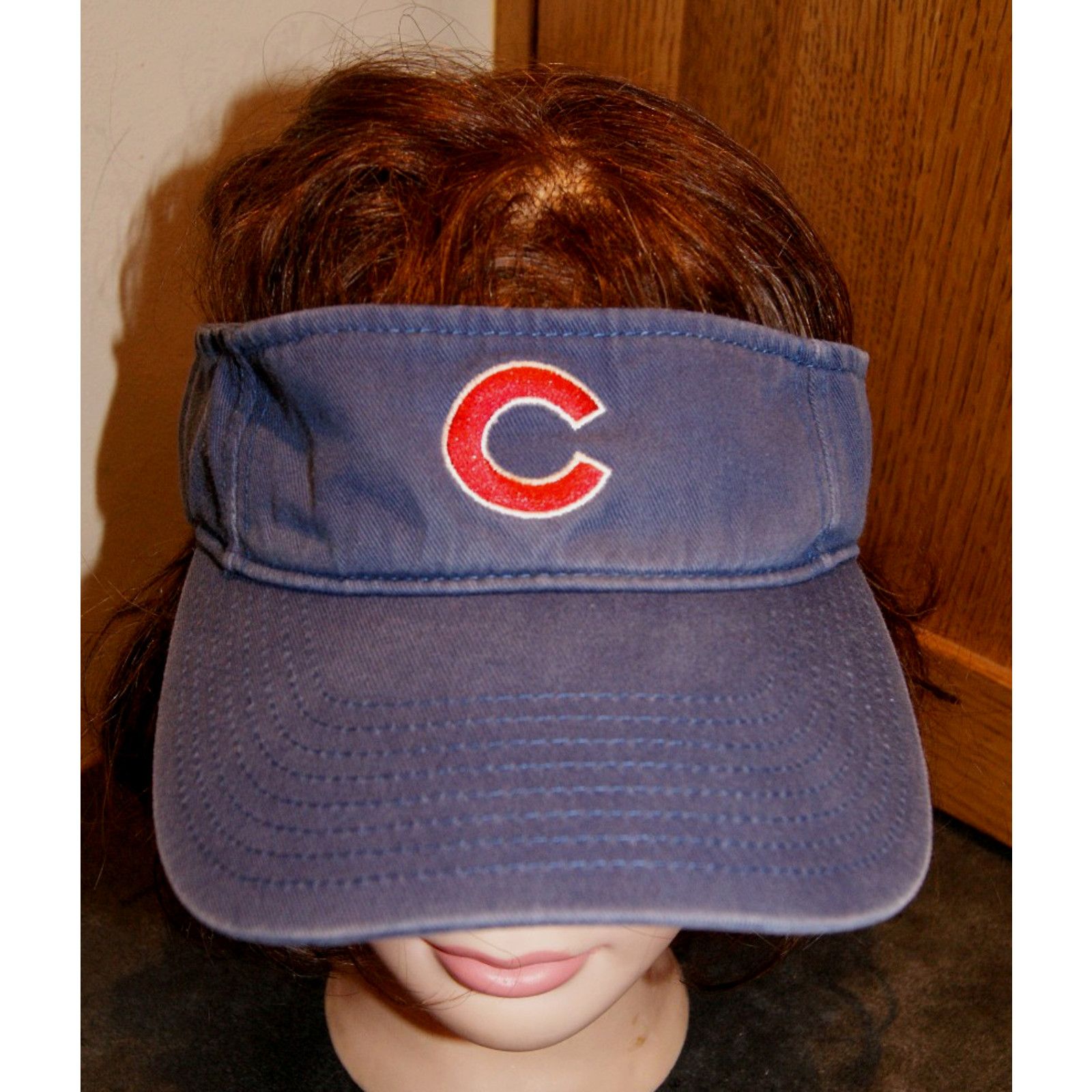 Vintage VTG Chicago Cubs Visor Hat Cap Blue Twins Enterprise OSFA Size ONE SIZE - 1 Thumbnail
