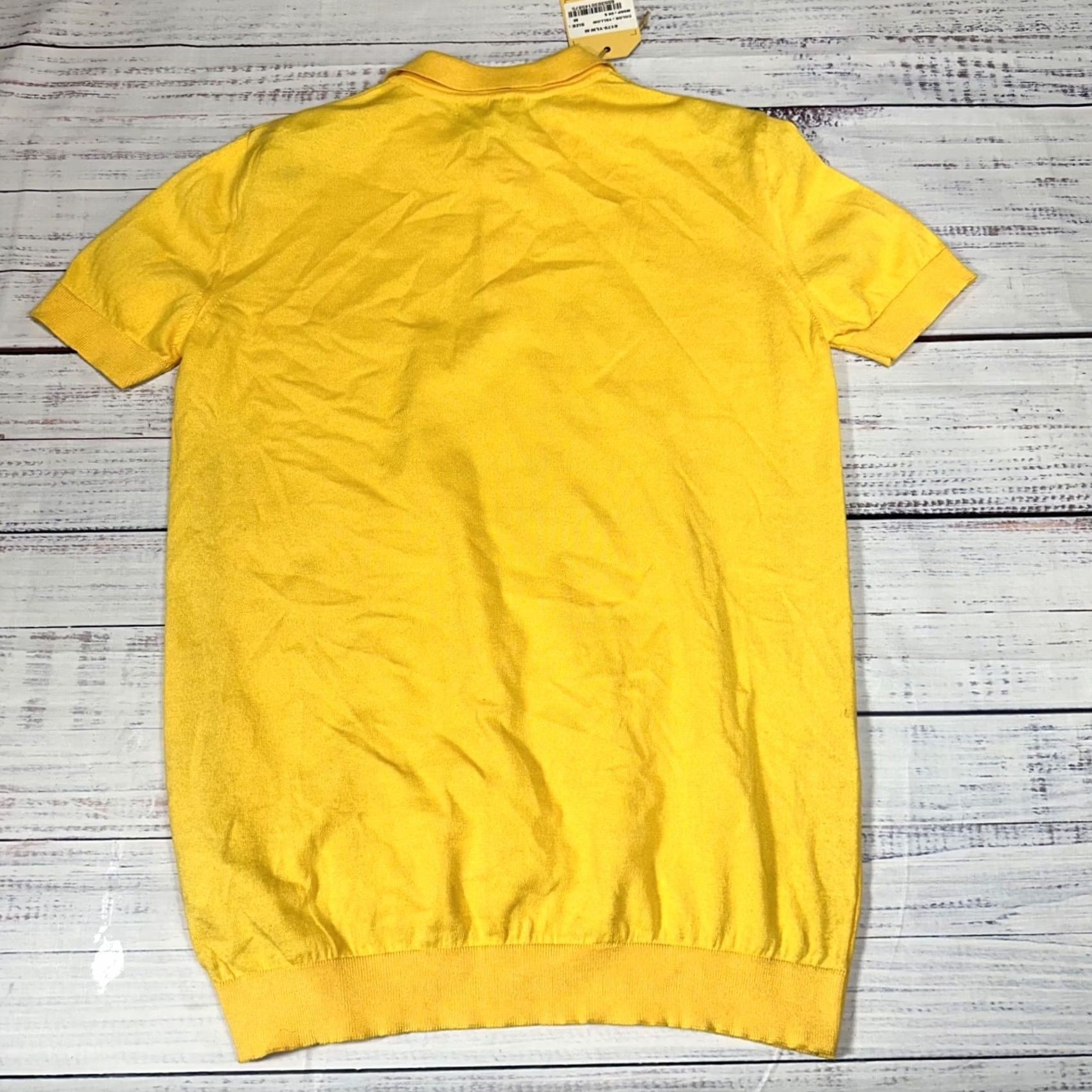 Vintage RNT23 Womens Polo Shirt Short Sleeve Tunic Sz M Yellow Viscose Blend Knit Size M / US 6-8 / IT 42-44 - 4 Thumbnail