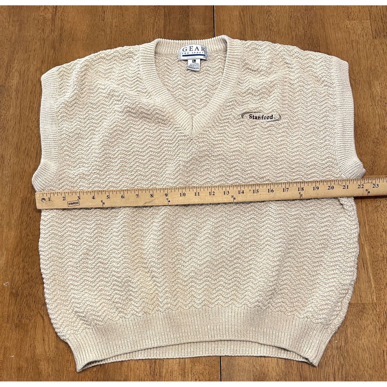 Vintage VINTAGE Gear for Sport Stanford University Sweater Vest Large 90s Beige Sports Mens Size US L / EU 52-54 / 3 - 5 Thumbnail