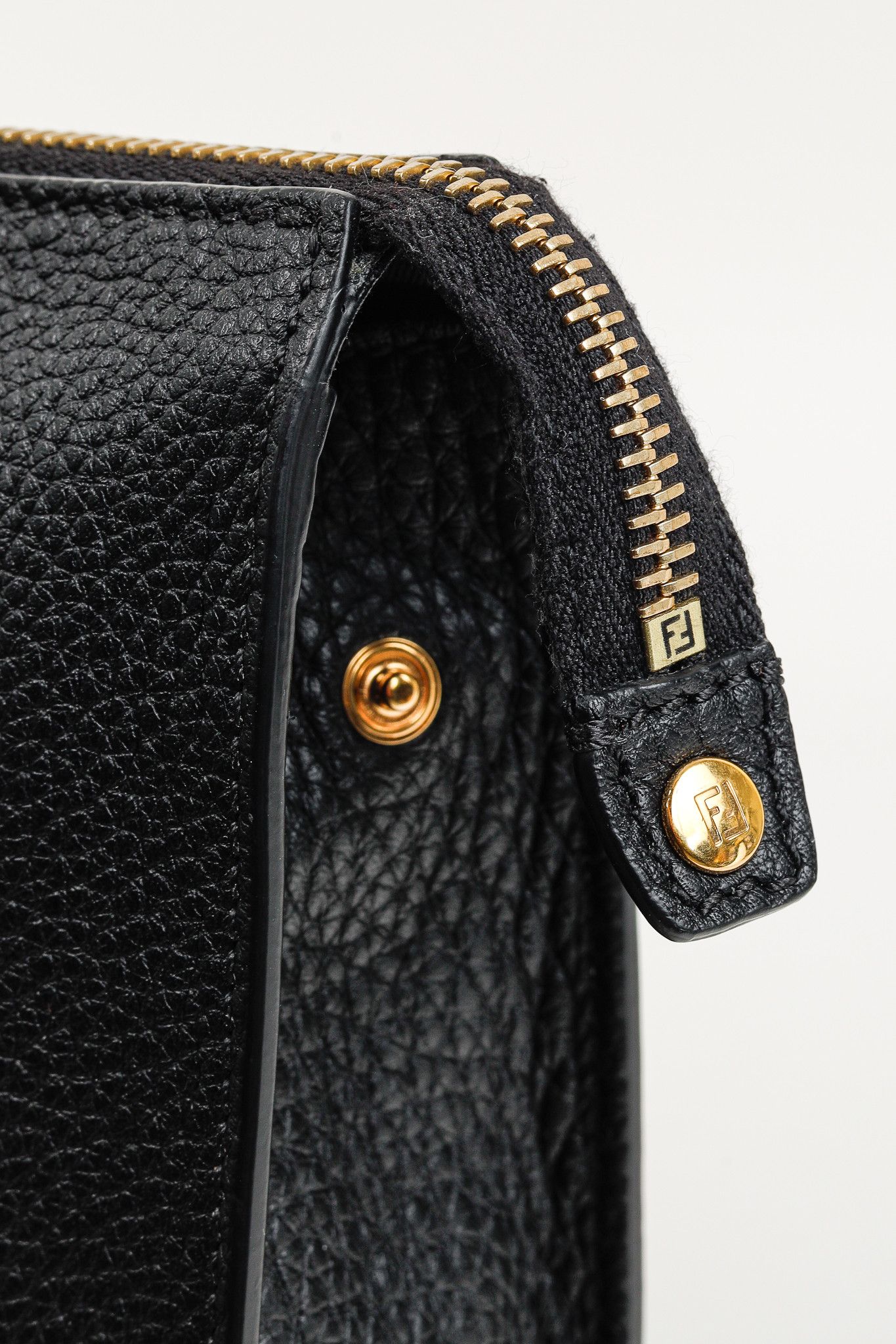 Fendi Fendi Monster Black Pebbled Leather Large Clutch Size ONE SIZE - 9 Thumbnail