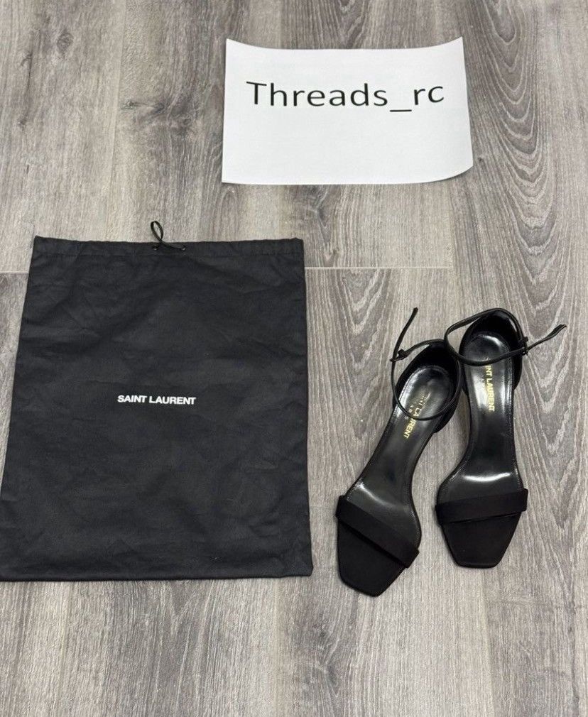 Saint Laurent Paris Saint Laurent Black Velvet Sandals Size US 7 / IT 37 - 4 Thumbnail