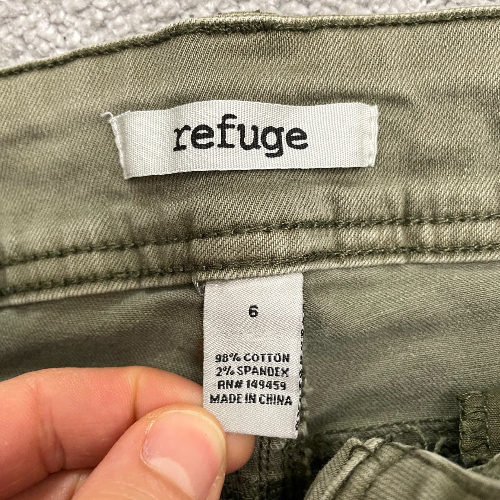 Denime Refuge Jeans Skinny Denim Womens 6 Army Green 30x27.5 Stretch Distressed Button Zip 5-Pocket Regular Size 28" / US 6 / IT 42 - 7 Thumbnail