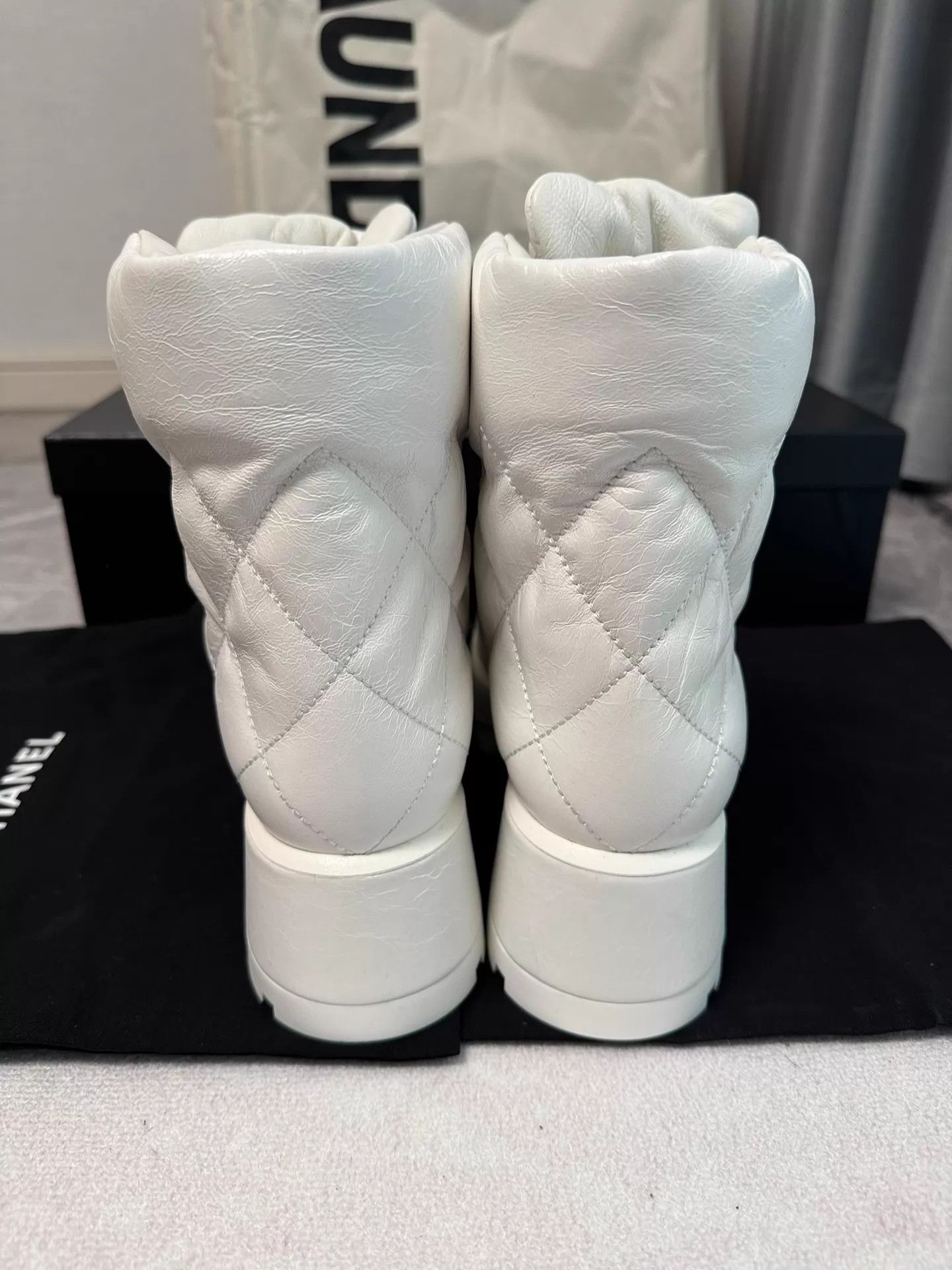 Chanel Chanel Black & White Thick-Soled Martin Boots 37.5 Size US 7 / IT 37 - 4 Thumbnail