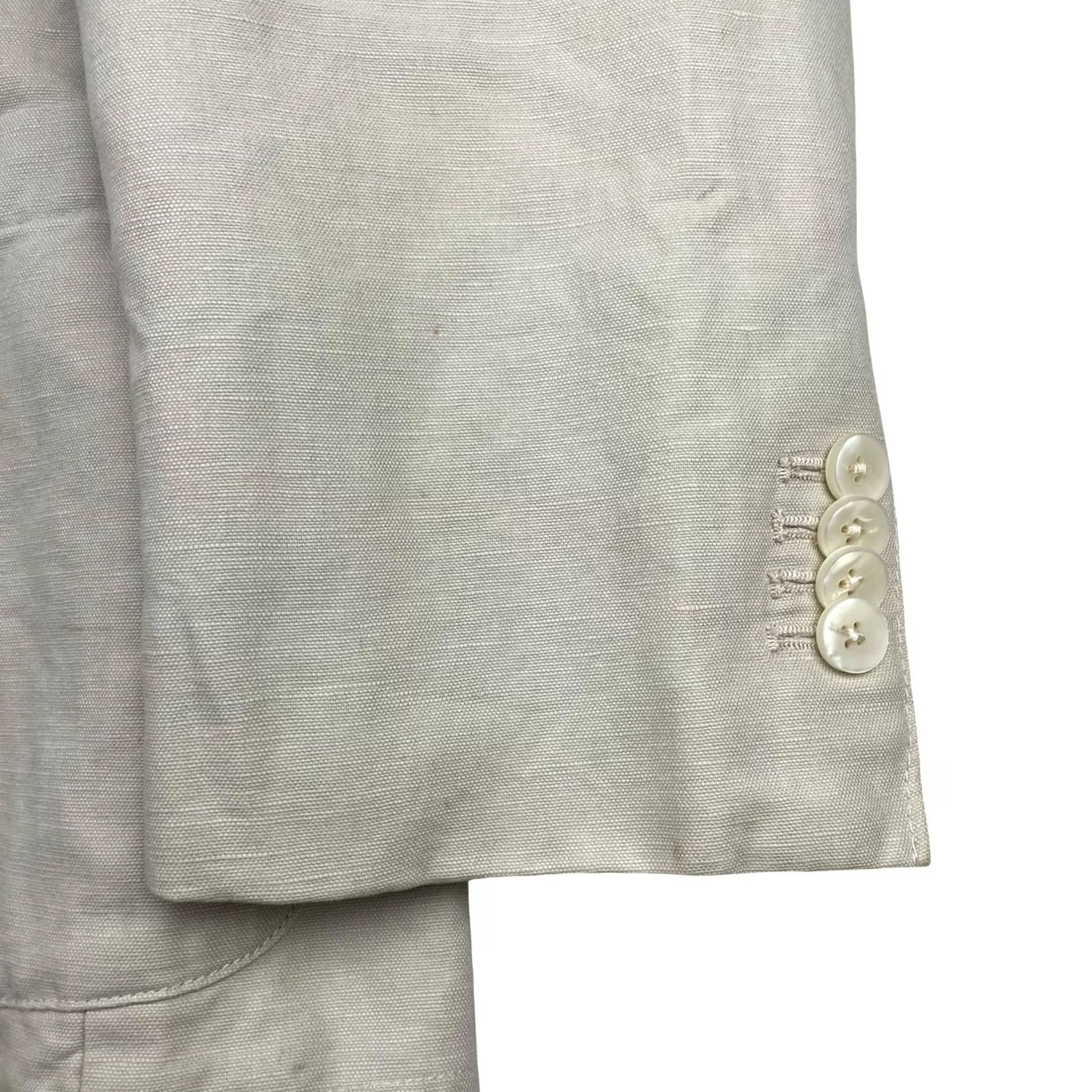 Cremieux Cremieux Blazer L Men Linen/Cotton Classic Fit Two-Button Light Khaki/Tan Beige 2-Button Front Notch Lapel Mens Size 42R - 4 Thumbnail