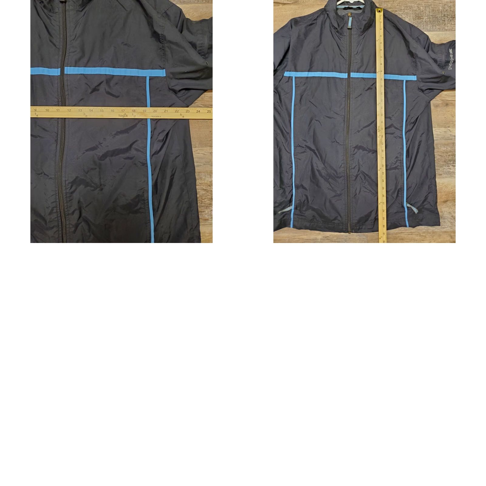 Nike Nike Jacket Mens Large Black Blue Stripes Nylon Windbreaker Full Zip Pockets Size US L / EU 52-54 / 3 - 8 Thumbnail
