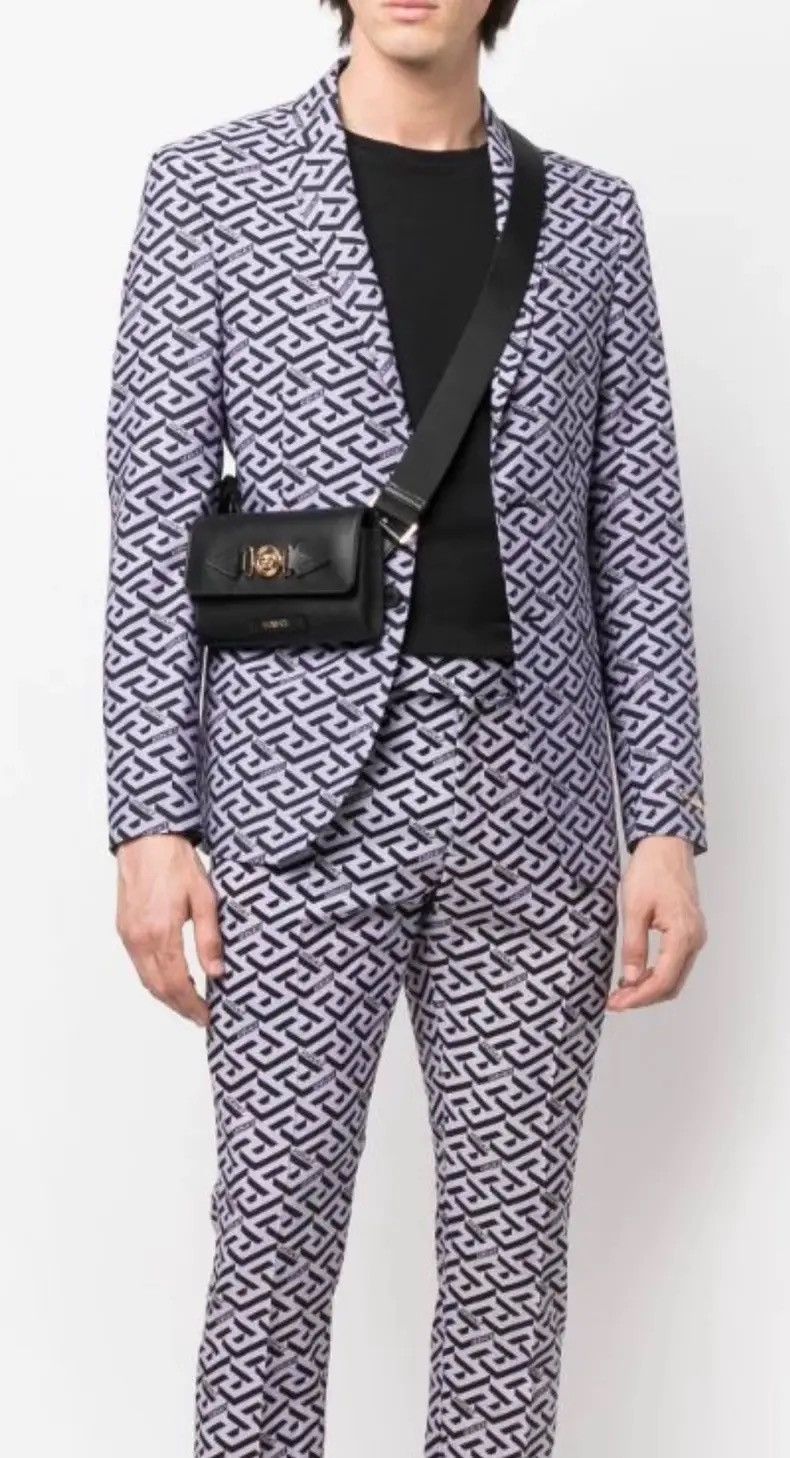 Versace Monogram Greca Jacquard Wool Suit – Blazer 50 + Pants 48 Size 40R - 1 Thumbnail