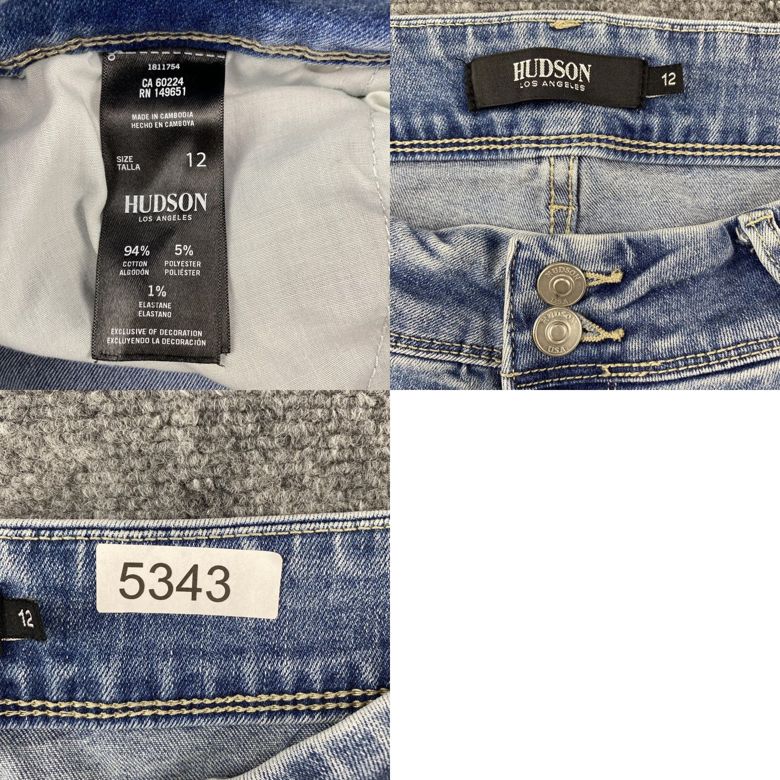 Hudson Hudson Jeans Womens 12 Light Wash Blue Straight Leg Stretch Denim Flap Pockets Size 34" / US 12 / IT 48 - 9 Thumbnail