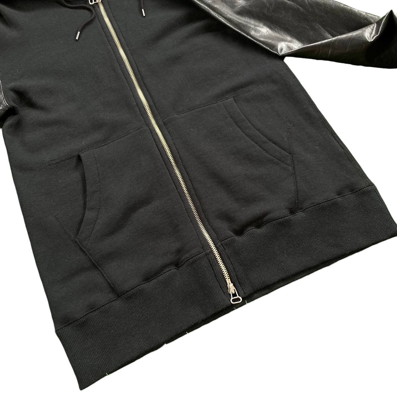 Maison MIHARA YASUHIRO Leather Sleeves Zip up Black Hoodie Size US M / EU 48-50 / 2 - 4 Thumbnail
